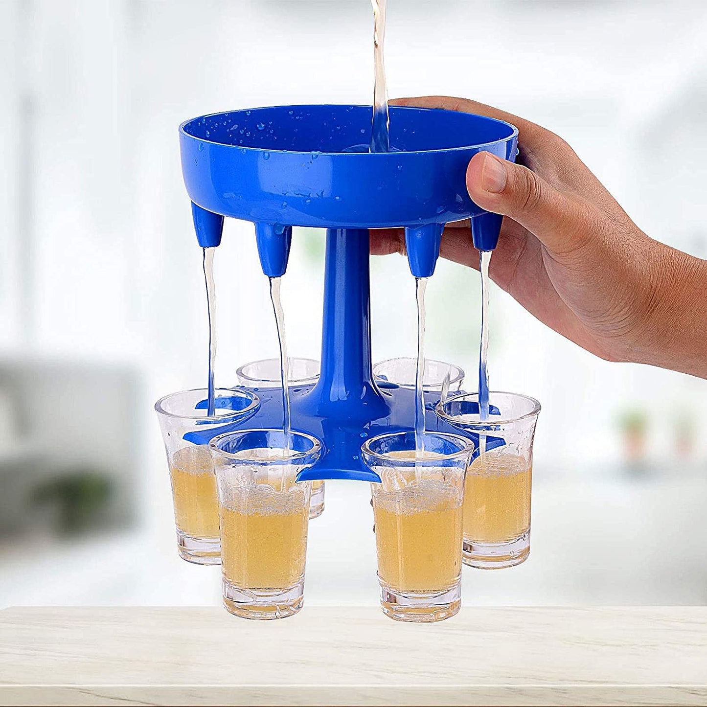 6-Way Plastic Shot Glass Dispenser with Holder Stand (1 Pc) Your Brand