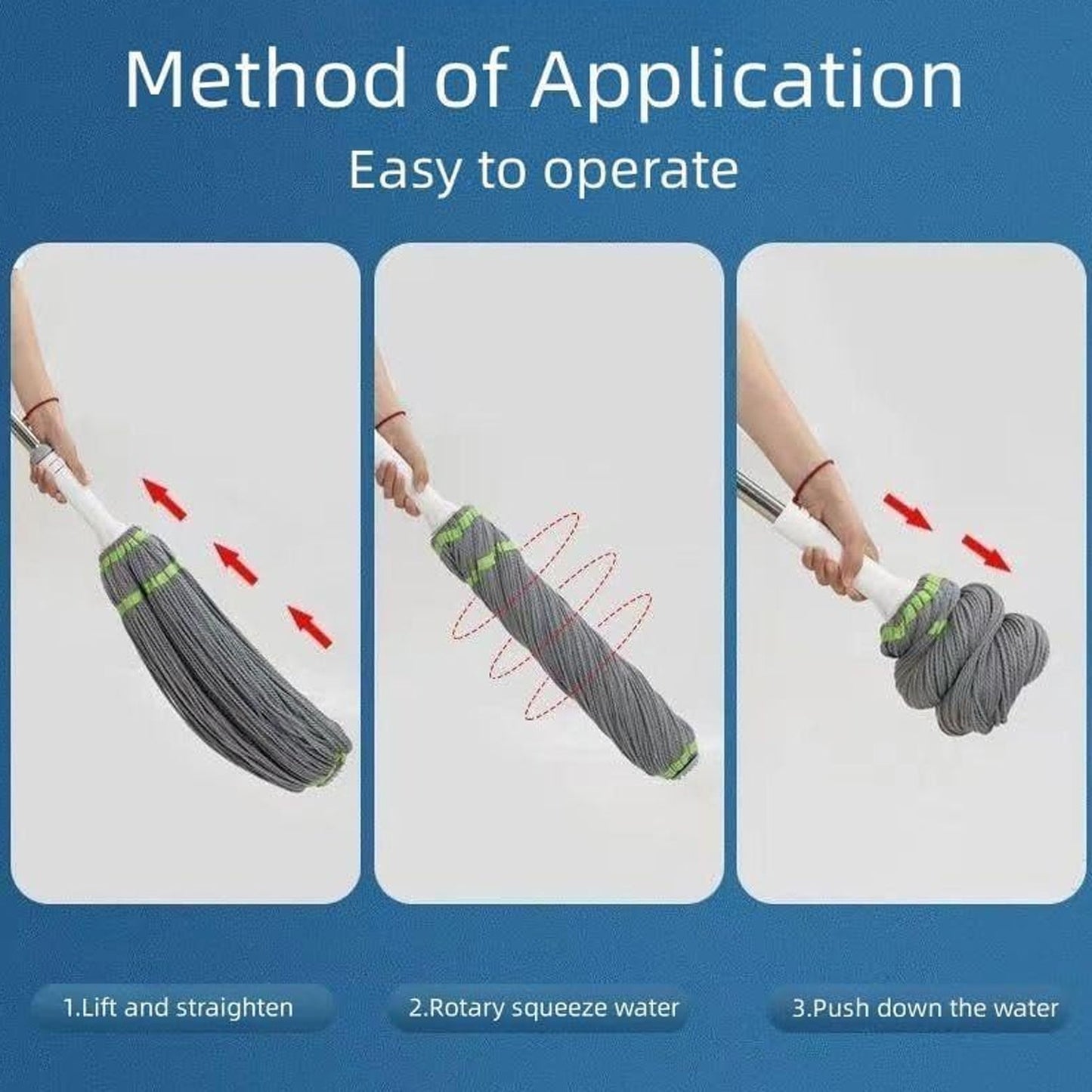 Squeeze Twist Mop Self Wringing Mop, Stainless Steel Handle (1 Pc) Your Brand