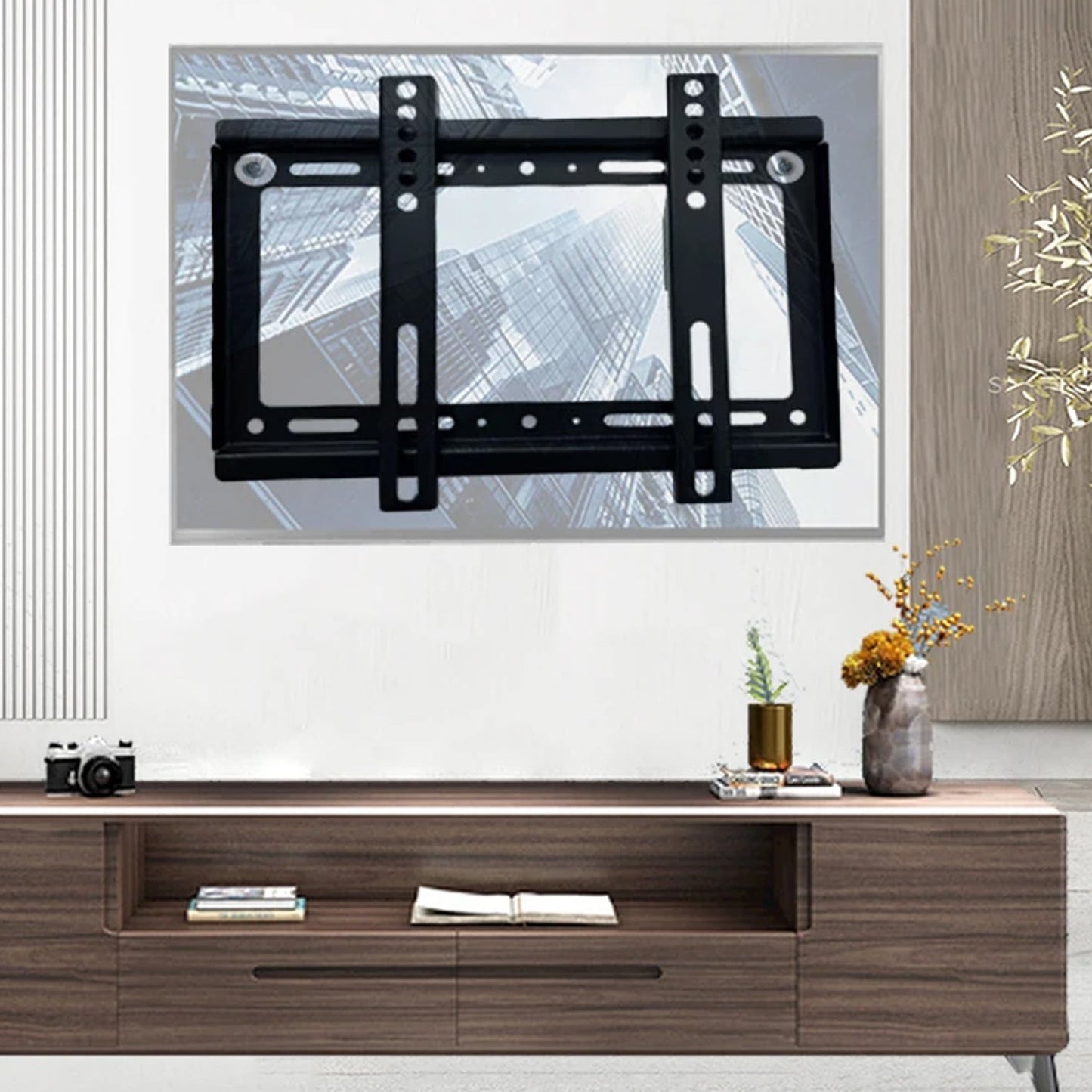 TV Wall Bracket Mount Slim Monitor Stand for 14 x 42, LCD LED 3D plasma Flat TVs Full Motion Heavy-Duty Wall Bracket, Sturdy and Strong Flat Screen Design TV Wall Mount (29cmx19cm) Your Brand