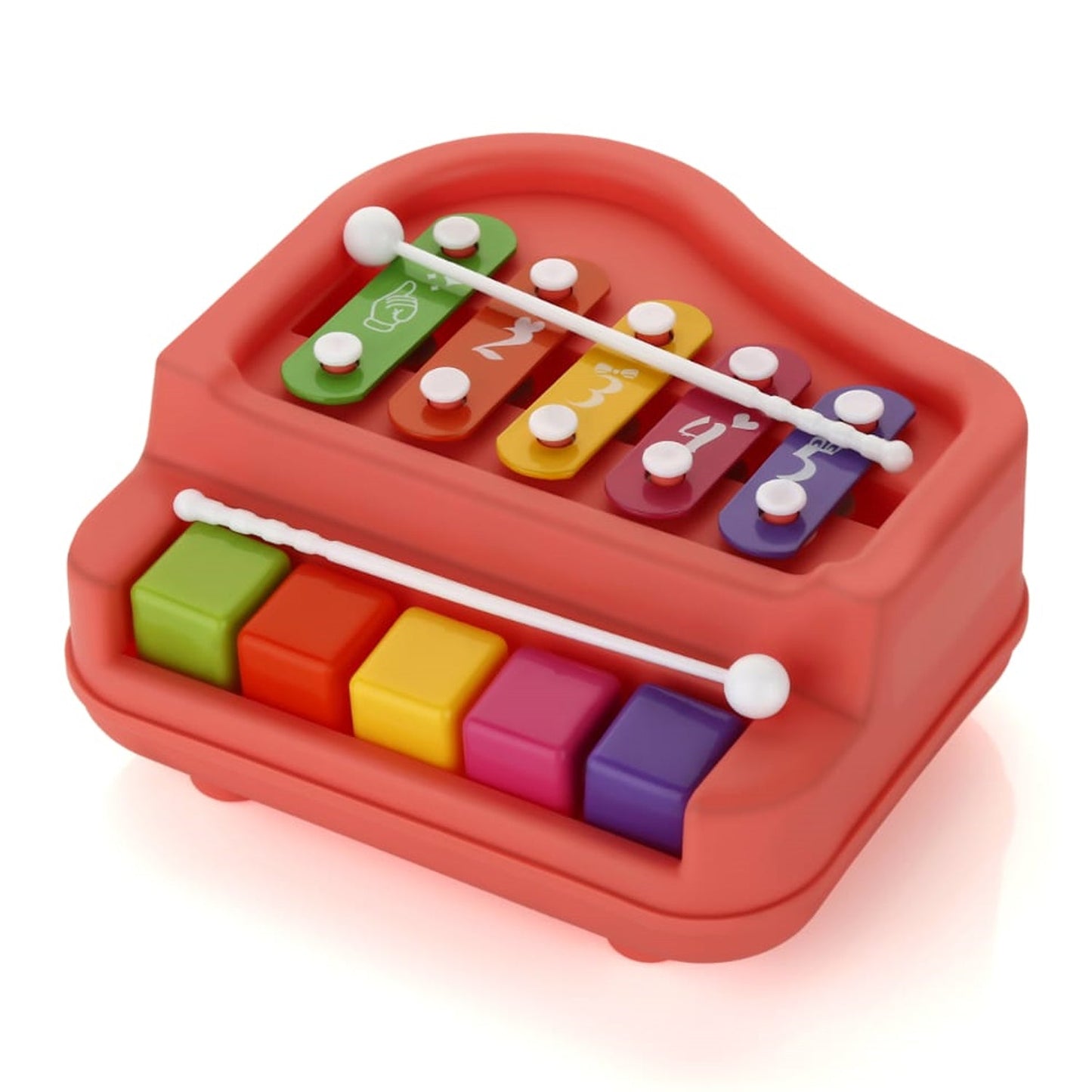 2 in 1 Baby Piano Xylophone Toy for Toddlers, 5 Multicolored Key Keyboard Xylophone Piano, Preschool Educational Musical Learning Instruments Toy for Baby Kids Girls Boys 3+ Years (1 Pc) Your Brand