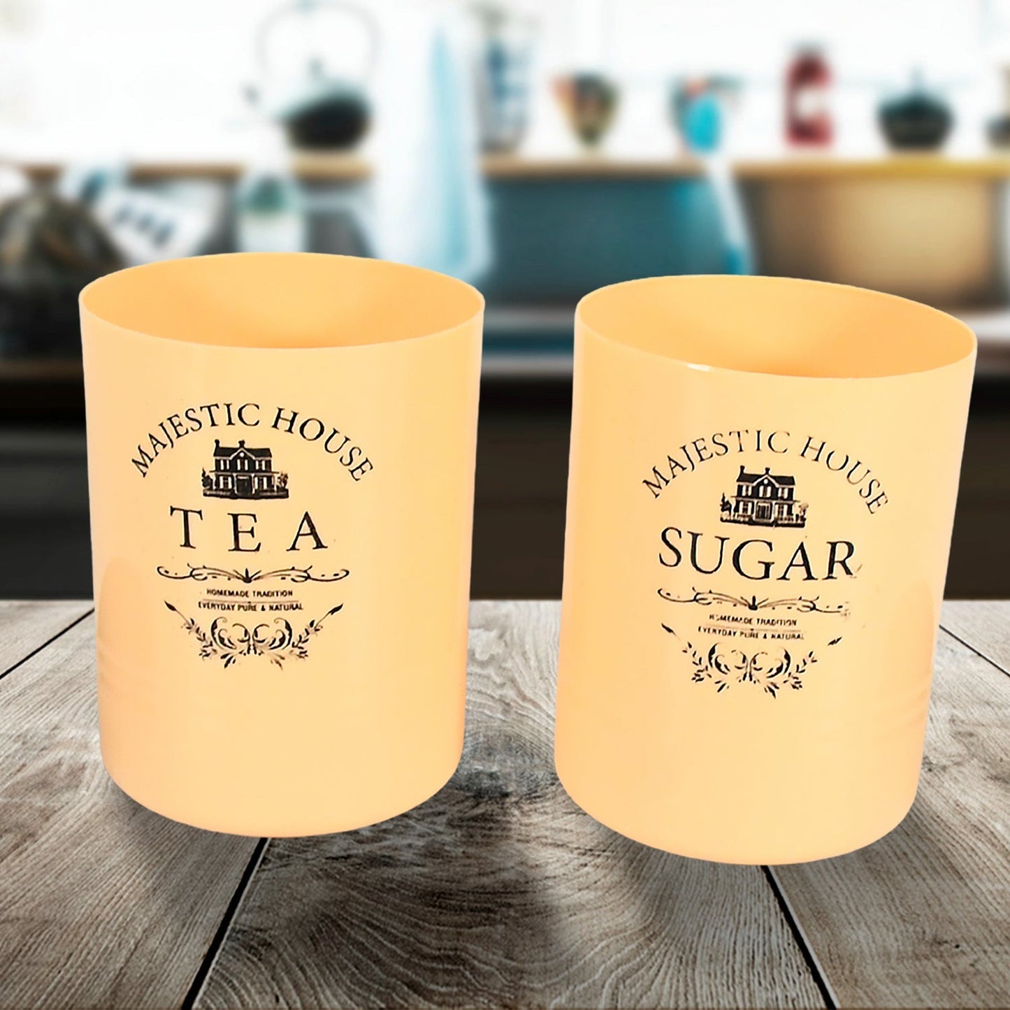 Accurate Seal Tea Sugar Coffee Container, Plastic Damru Shaped Tea, Coffee, Sugar Canisters Jar, New Airtight Food Seal Containers for Salt, Dry Fruit, Grocery 2 Section (800 ML Approx) Your Brand