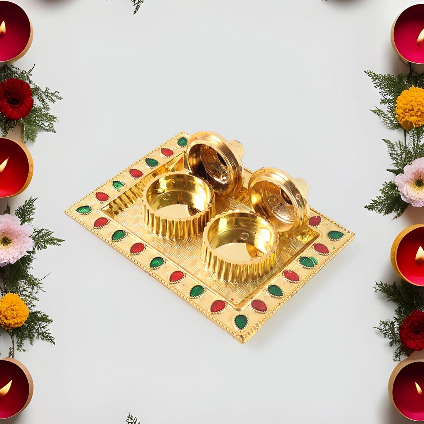 Rakasha Bandhan Special Puja Thali, Kumkum Thali Holder, Pooja Return Gift, Indian Housewarming Gifts, Brother / Bhai / Bhabhi / Sister / Family for Rakshabandhan, Diwali Your Brand