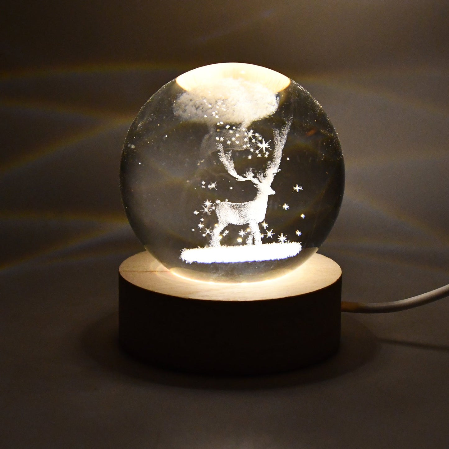 Crystal Ball Night Light Glass Ball Night Lamp with Wood Base Your Brand