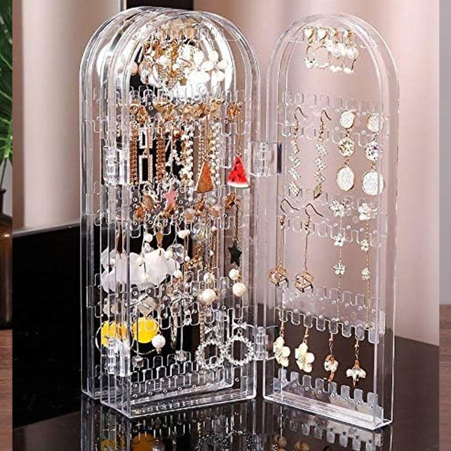 4 Folding Storage Hanger Acrylic Earring Screen Holder Display Stand Clear (1 Set) Your Brand