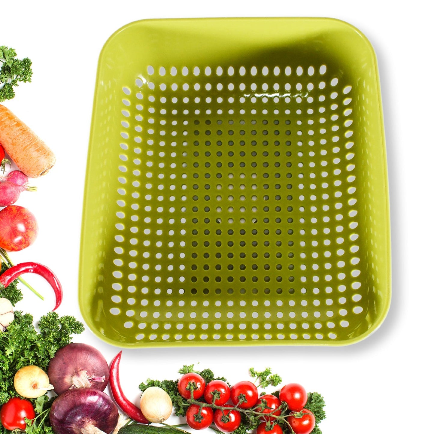 Multipurpose Small Plastic Kitchen Basket, Vegetables and Fruits Washing, Basket (20x17 Cm) Your Brand