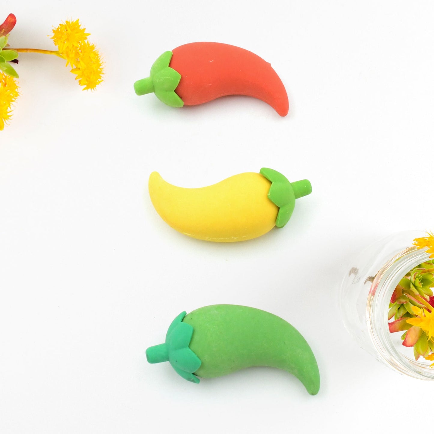3D Fancy Colorful Chili Shape Erasers – Mini Novelty Eraser Set (3 Pc) Your Brand