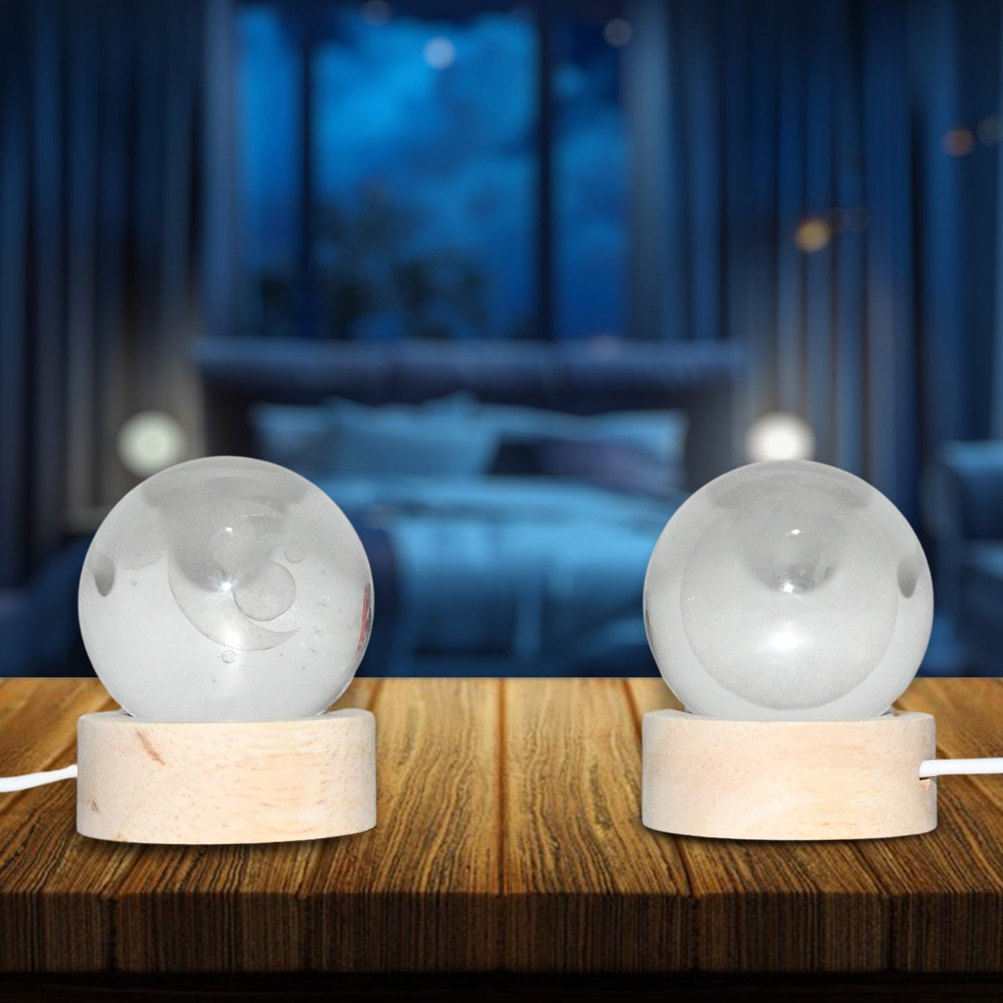 3D Crystal Ball lamps With Base (1 Pc / Mix Design) Your Brand