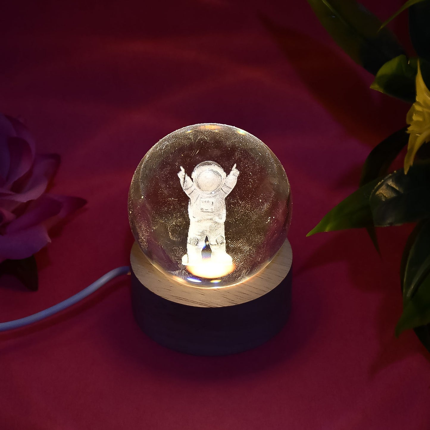 Moon 3D Crystal Ball Lamps with Base For Bedroom 3D Lamps (1 Pc) Your Brand