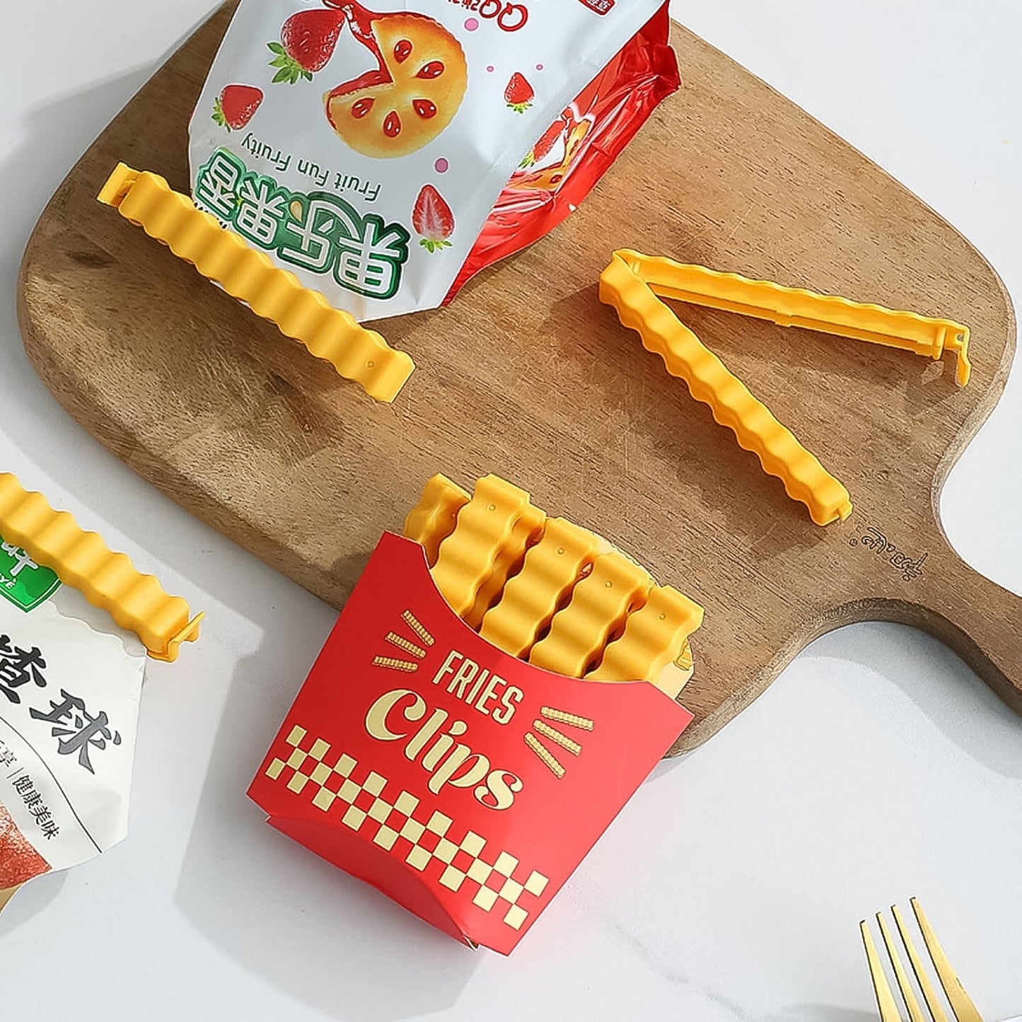 Cute French-Fries-Shaped Bag Clips With in a Magnetic Box (12 Pcs Set) Your Brand