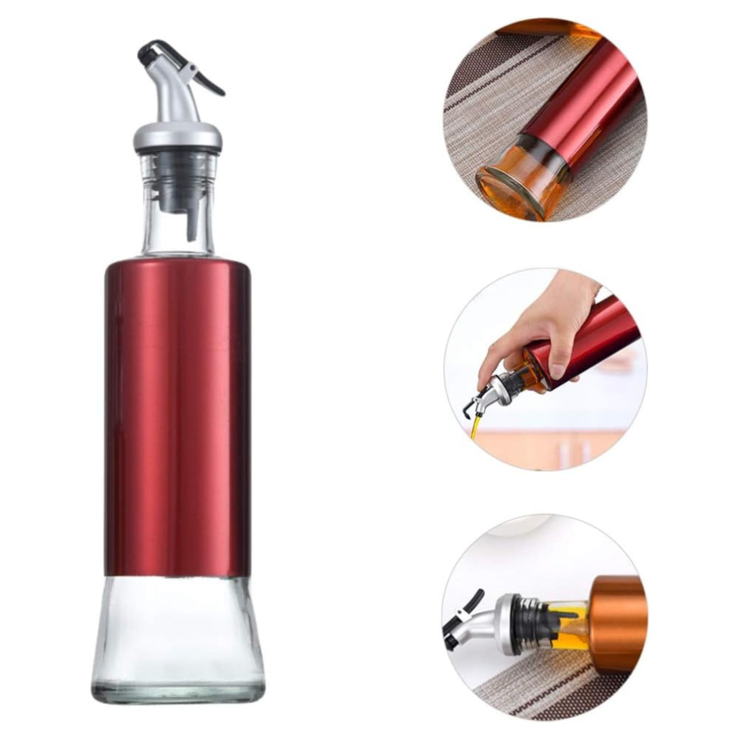 Glass Oil Dispenser with Plastic Covering, Oil and Vinegar Bottle (300 ml) Your Brand