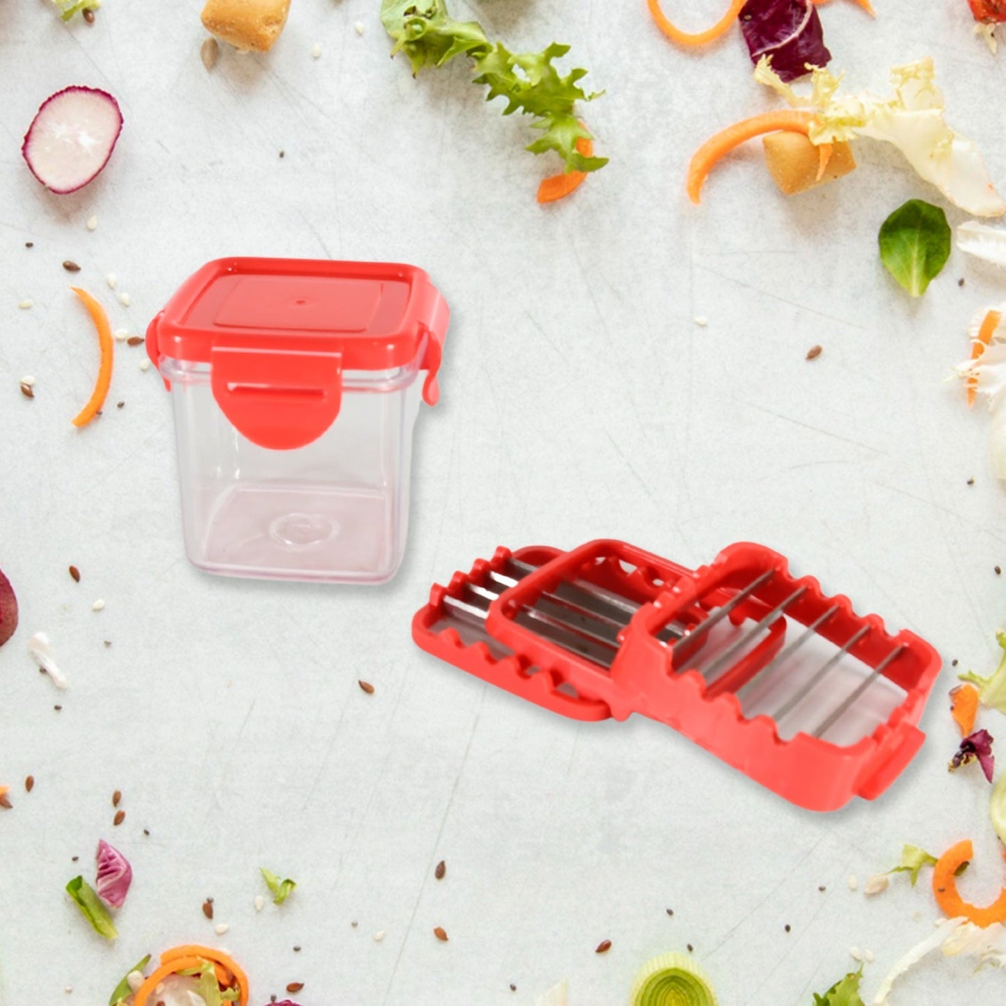 Multifunction Vegetable Cutter Manual Vegetable Quick Dicer Fruit Chopper Slicer with 3 Interchangeable Stainless Steel Blade Inserts, Non-Skid Base Slicer and Chopper Your Brand