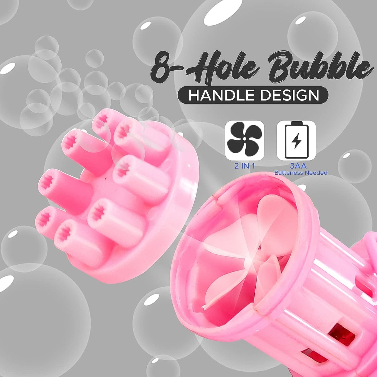 8-Hole battery operated Bubbles Gun Toys for Boys and Girls Your Brand