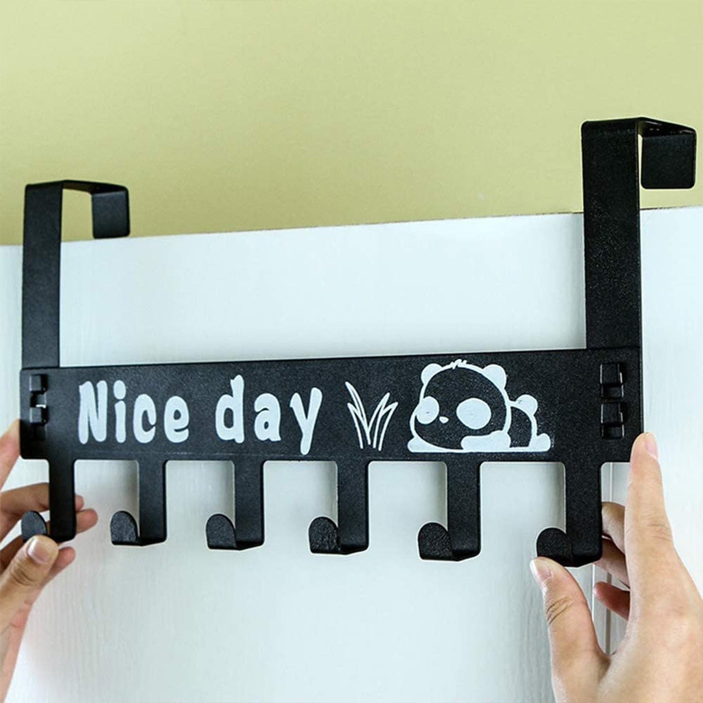 Heavy-Duty Carbon Steel Over Door Hook Rack for Towels & Coats (1 Pc, 6 Hooks) Your Brand