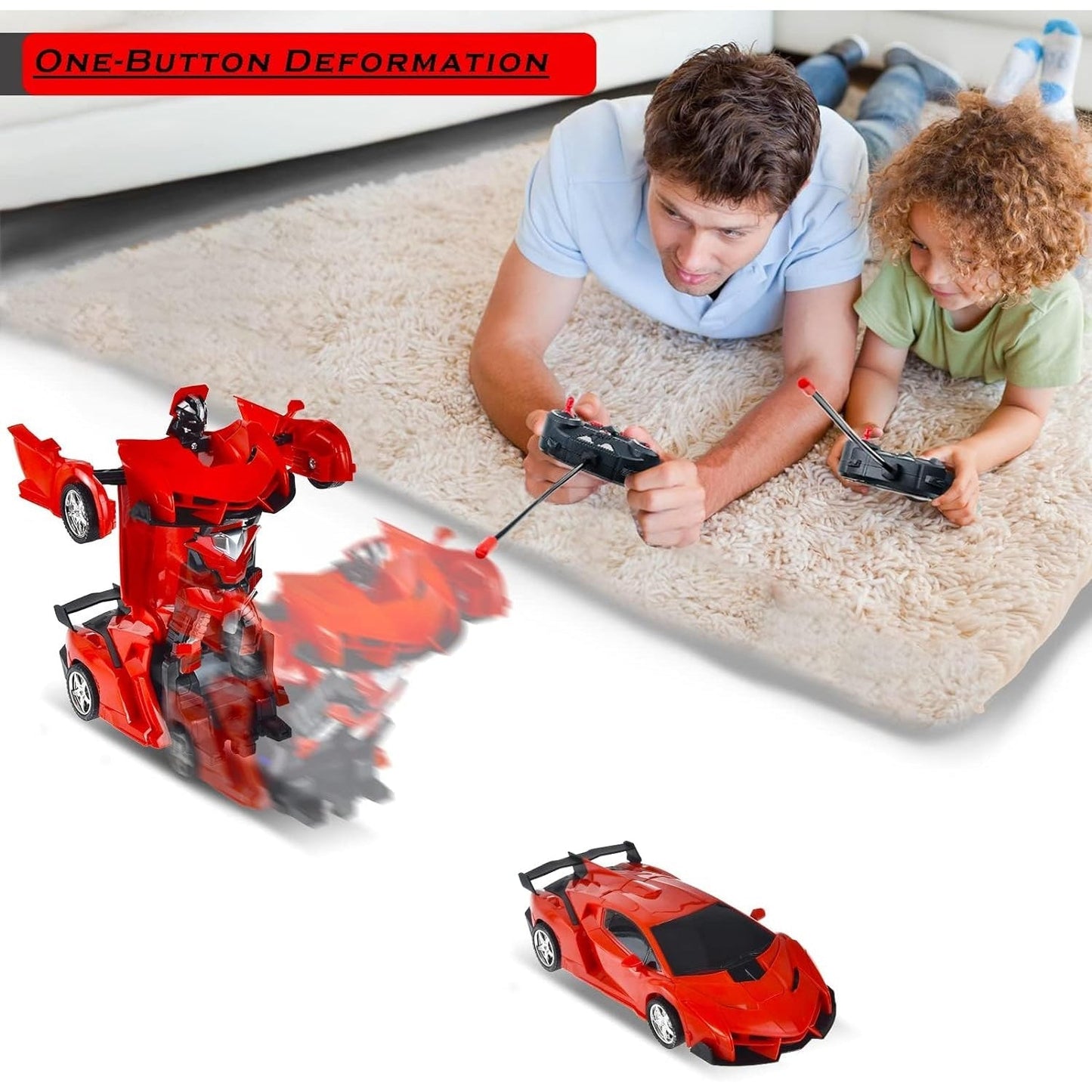 2 In 1 Automatic Robot Converted Remote Control Car With Light Scale 360°Drifting Deformation Robot Car Toy Kids Boys, Robot Convert Unique Toy For Boys (1 Pc) Your Brand