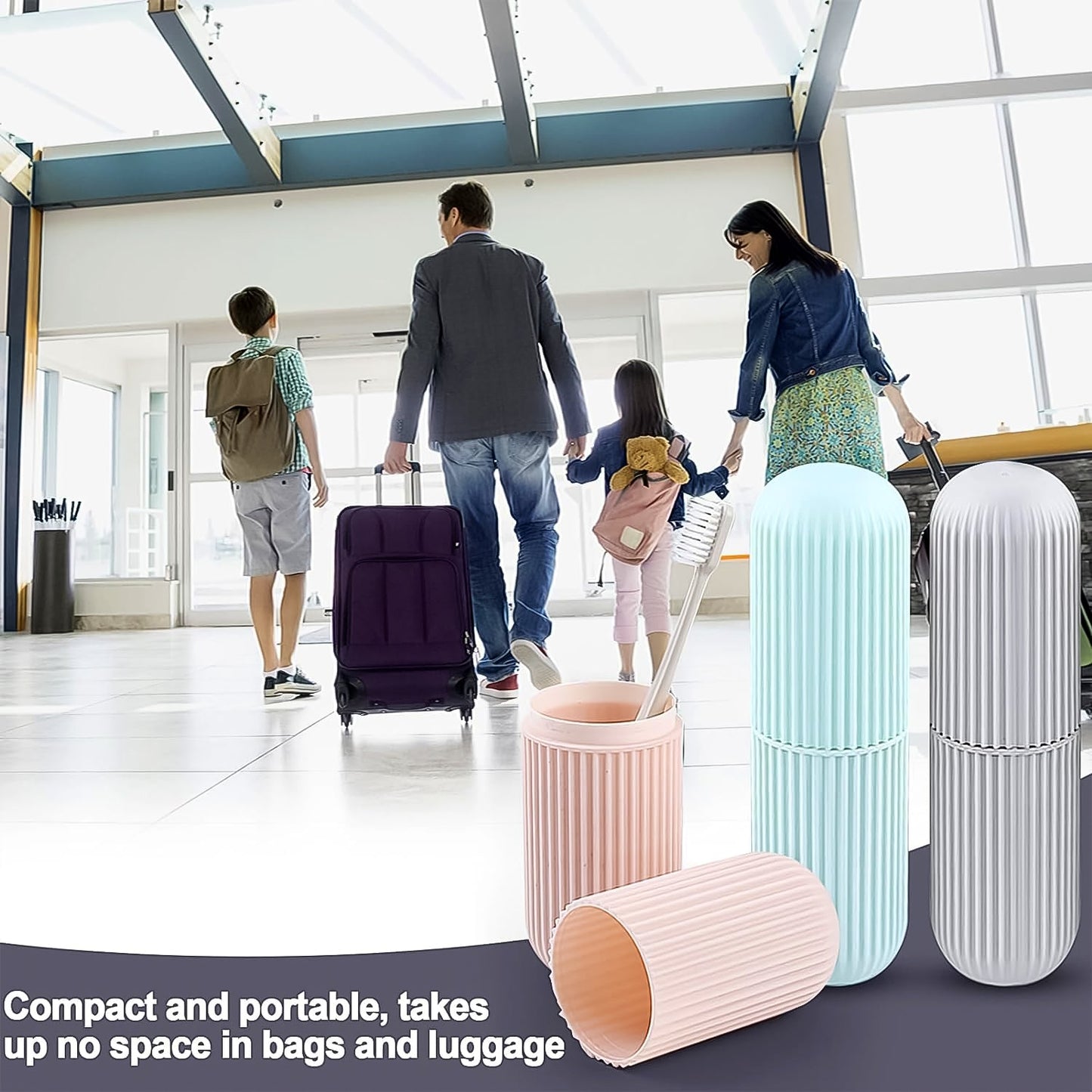Capsule Shape Travel Toothbrush Toothpaste Case Holder (Multicolor / 3 Pcs Set) Your Brand