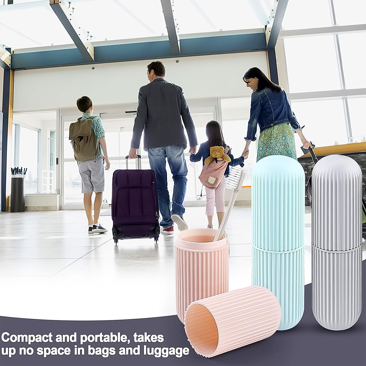 Capsule Shape Travel Toothbrush Toothpaste Case Holder (Multicolor / 3 Pcs Set) Your Brand