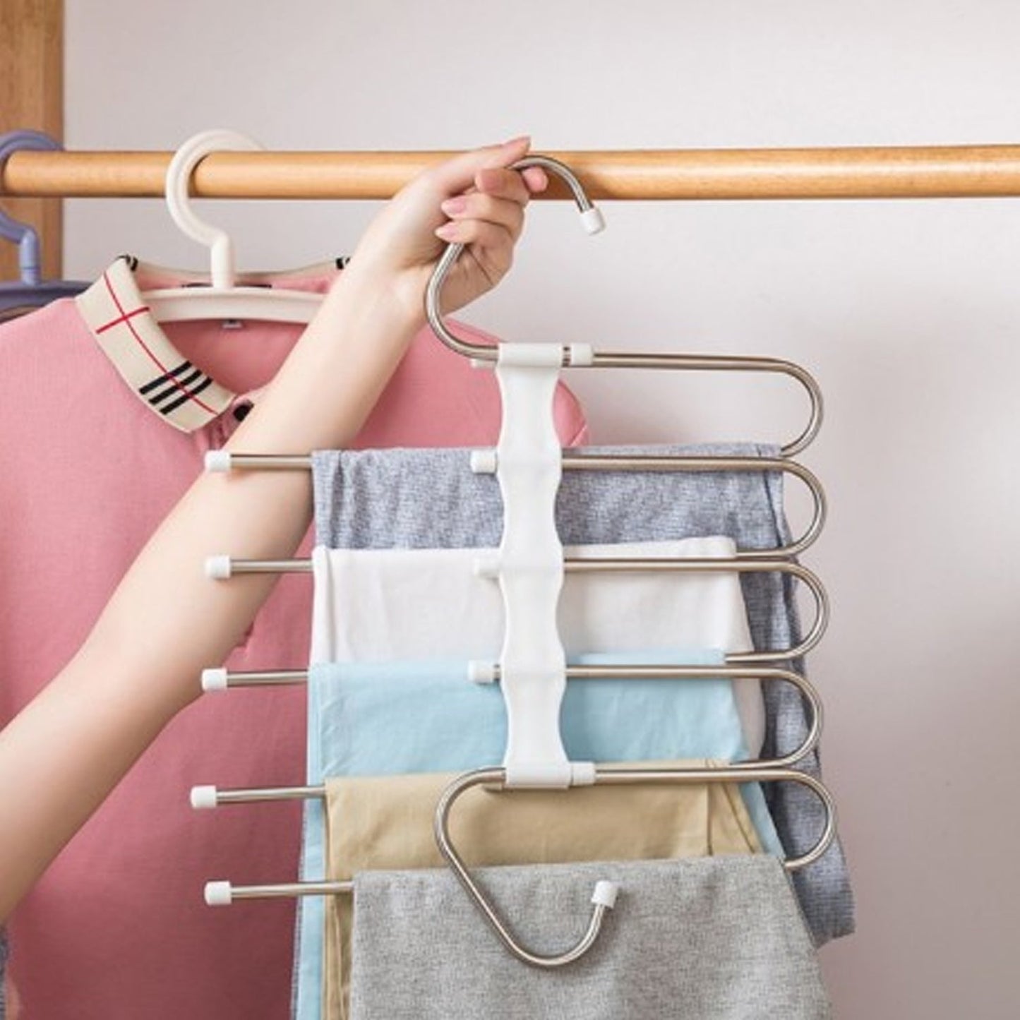 5 in 1 Stainless Steel Foldable Hangers for Clothes Hanging Your Brand