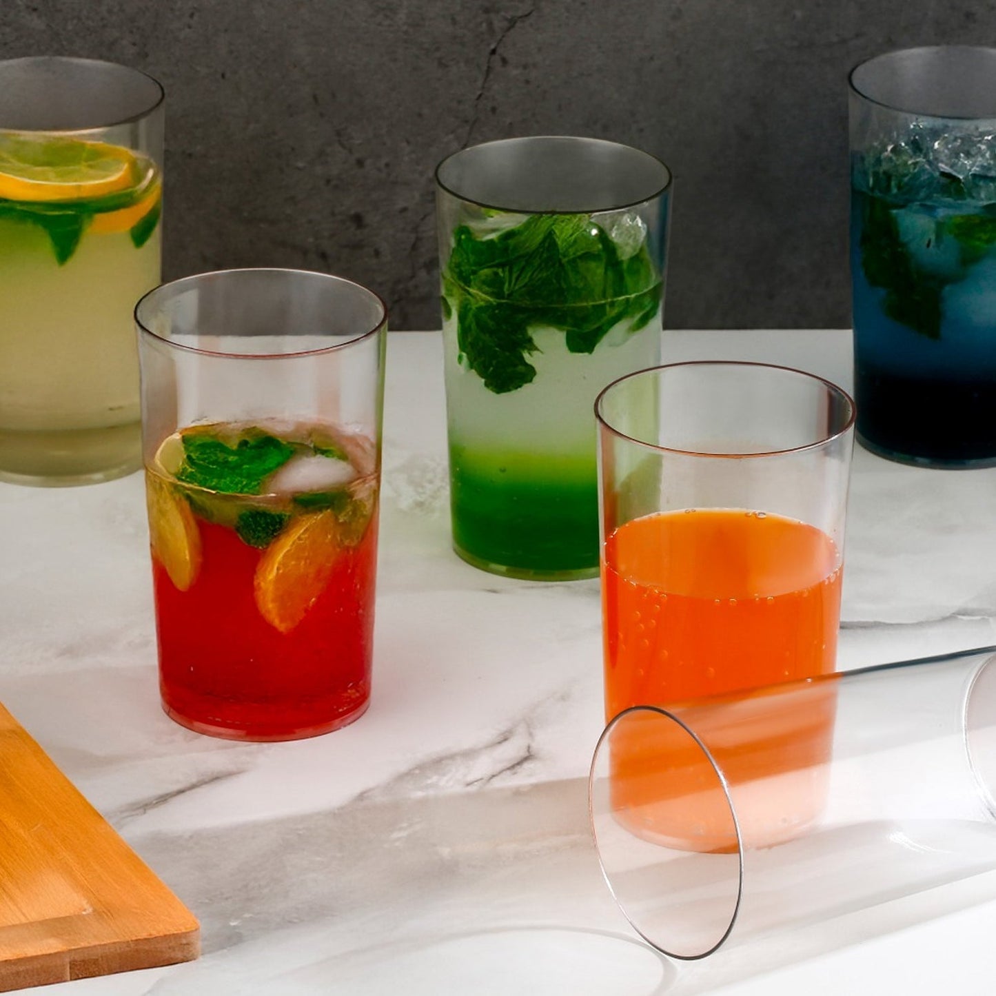 Round Clear Plastic Water Glass Juice Beer Wine Plastic Unbreakable Transparent Glass Set ( 300ml 6pc ) Your Brand