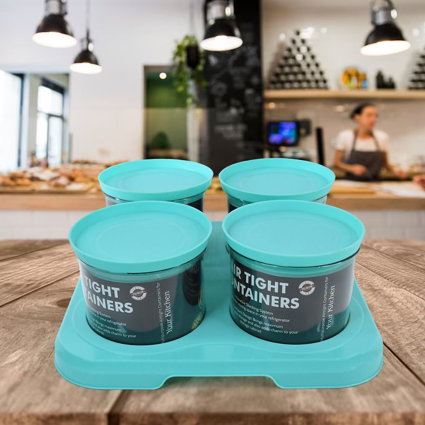 Airtight Container Jar 4 Pc Set With Stylish Tray for Kitchen Unbreakable Jar Set for Multipurpose Storage ( Mukhwas Dani ) Your Brand