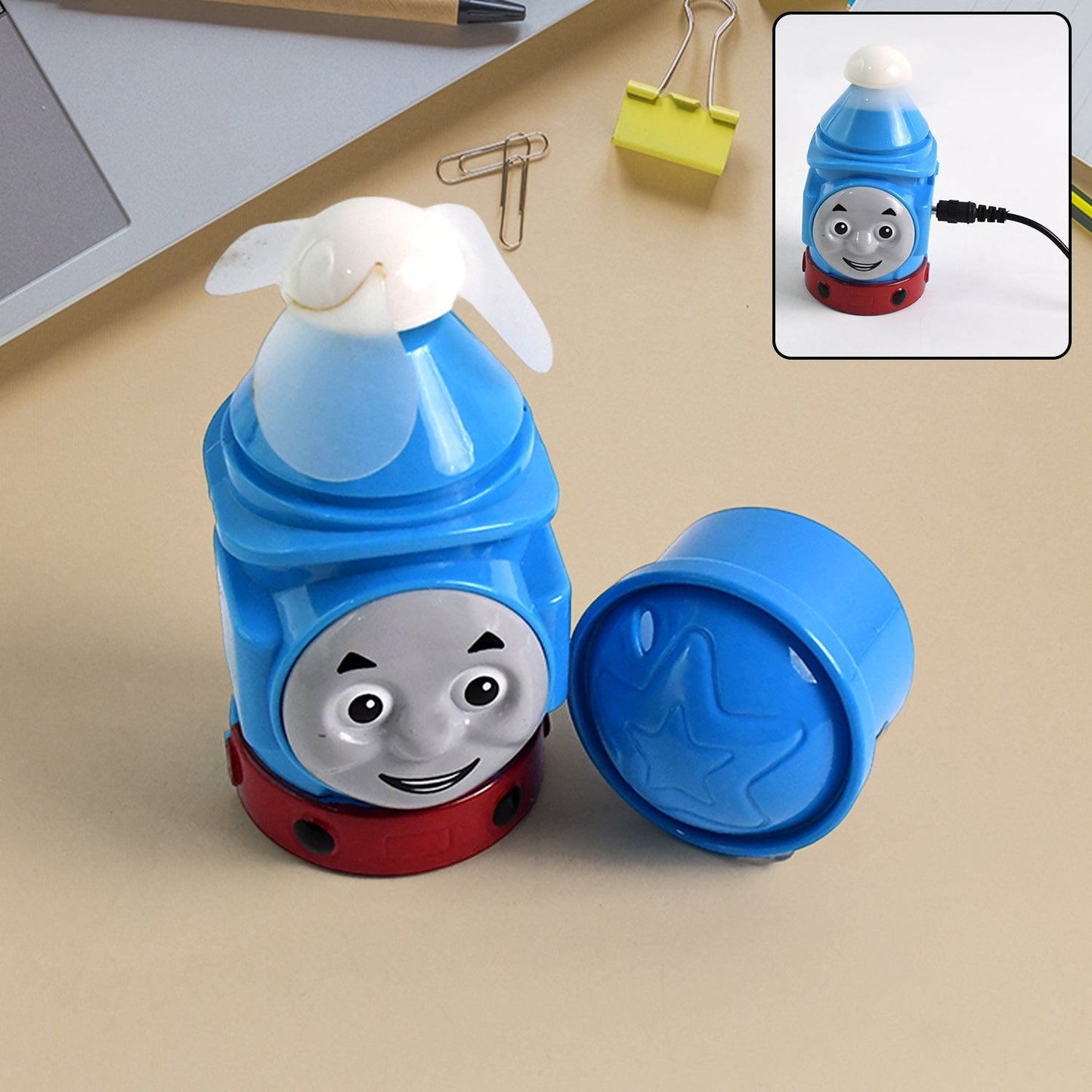 Plug-and-Play Cartoon Mini Fan in Train Character Design Your Brand