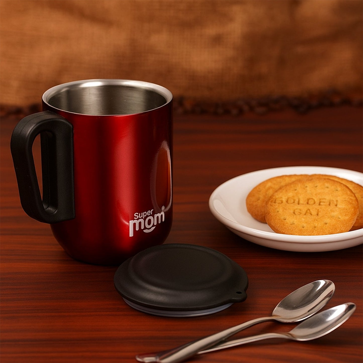 Supermom Stainless Steel Metallic Coffee Mug Approx 300ml (1 Pc) Your Brand