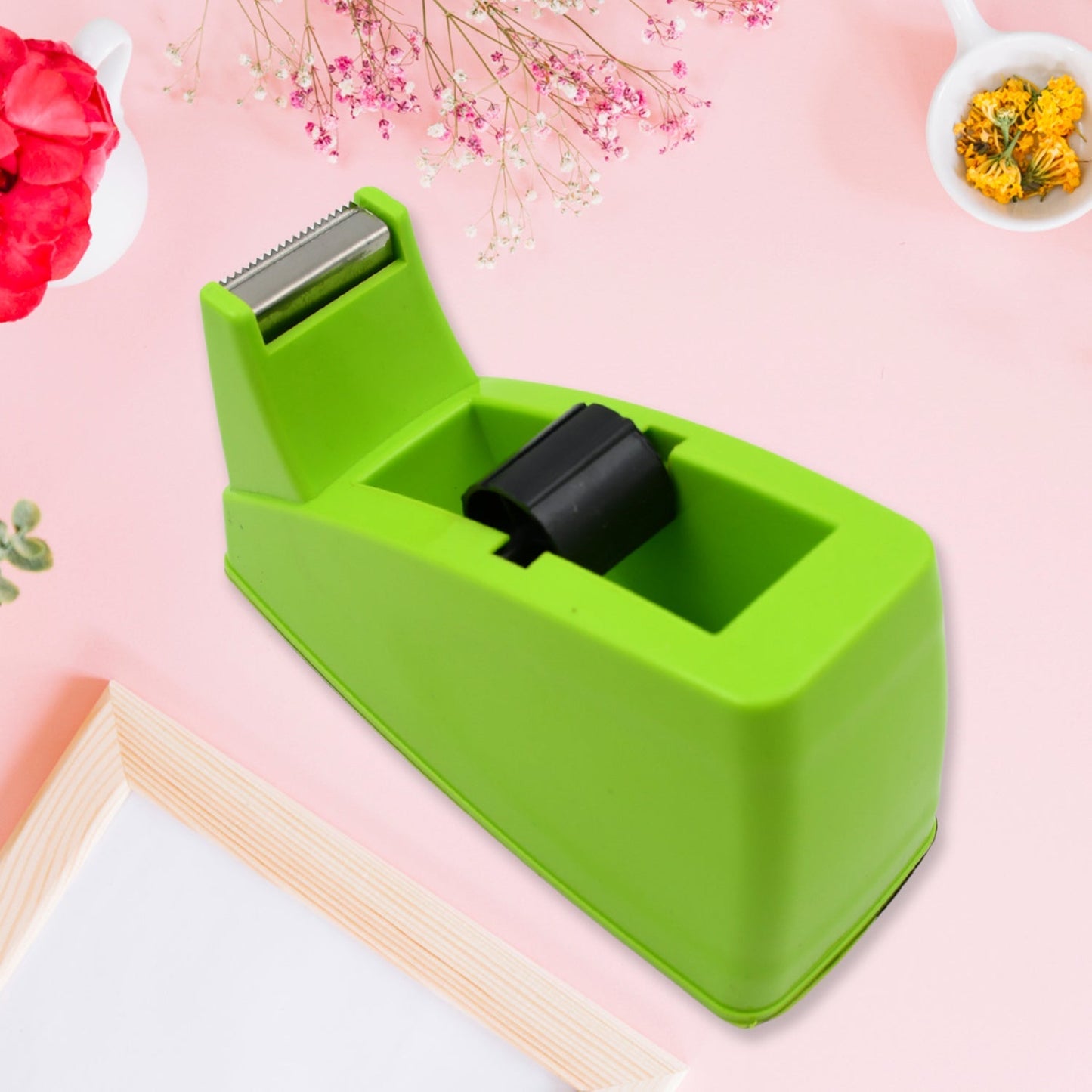 Plastic Tape Dispenser Cutter – Heavy Duty Stationary Tape Cutter for Home, Office, School Use (1 Pc / 515 gm) Your Brand