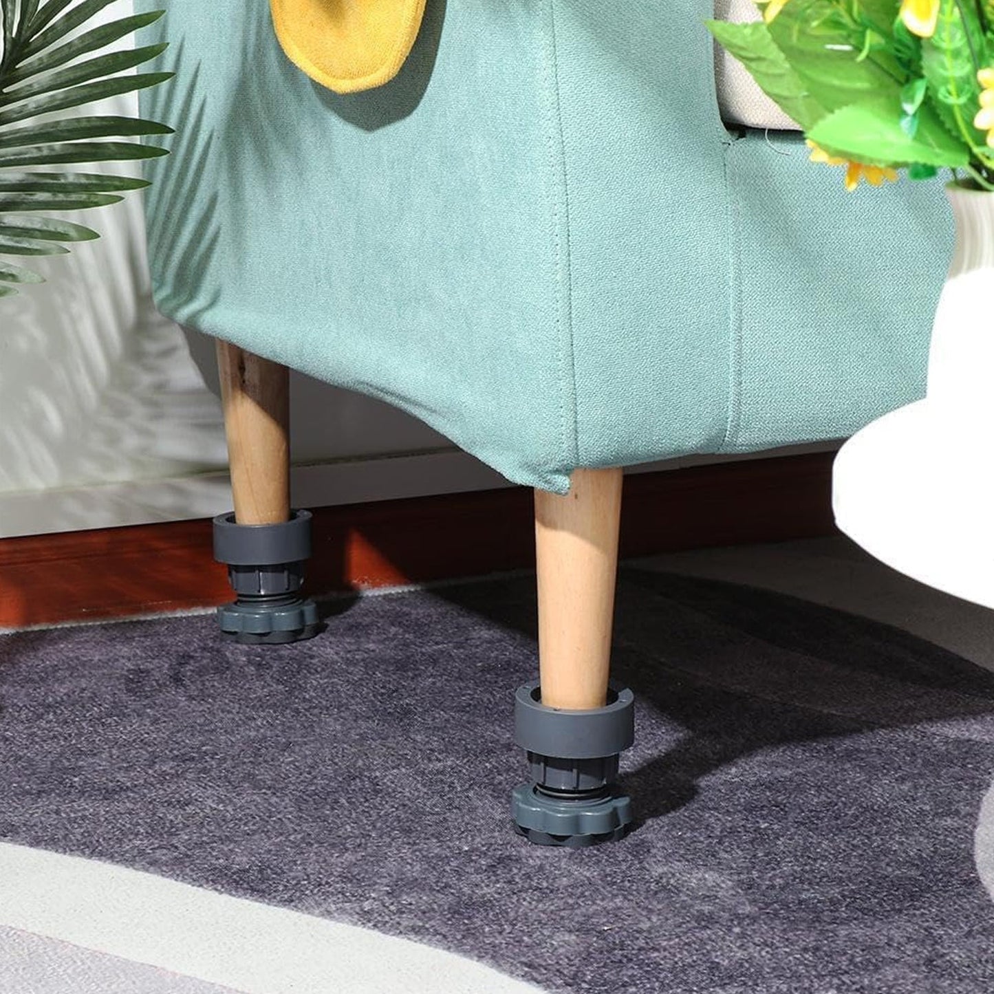 Plastic Washing Machine Vibration Feet , Adjustable Highly Non-Slip Support Anti Vibration Walk Shock Absorber Noise Cancelling Furniture Lifting Base (4 Pcs Set) Your Brand
