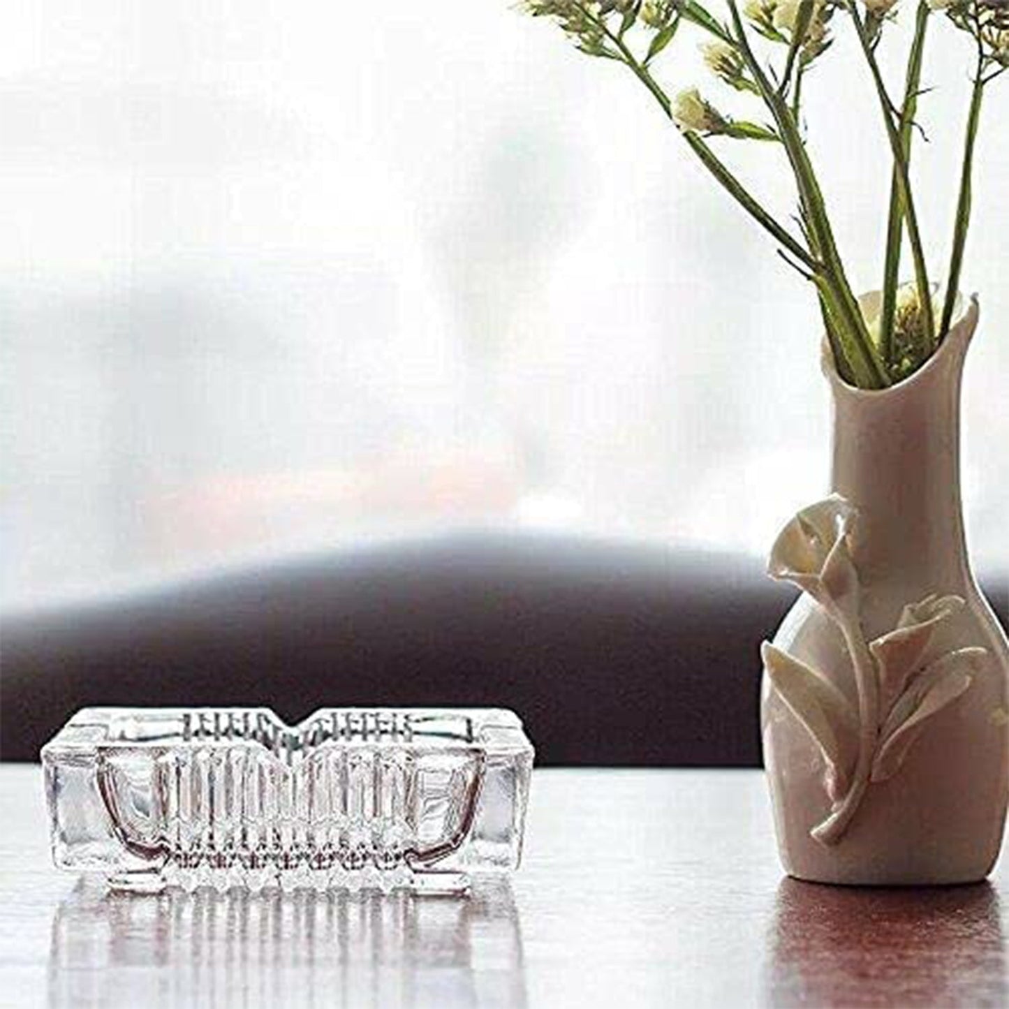 Square Glass Misti Crystal Quality Cigar Cigarette Ashtray Round Tabletop for Home Office Indoor Outdoor Home Decor Your Brand
