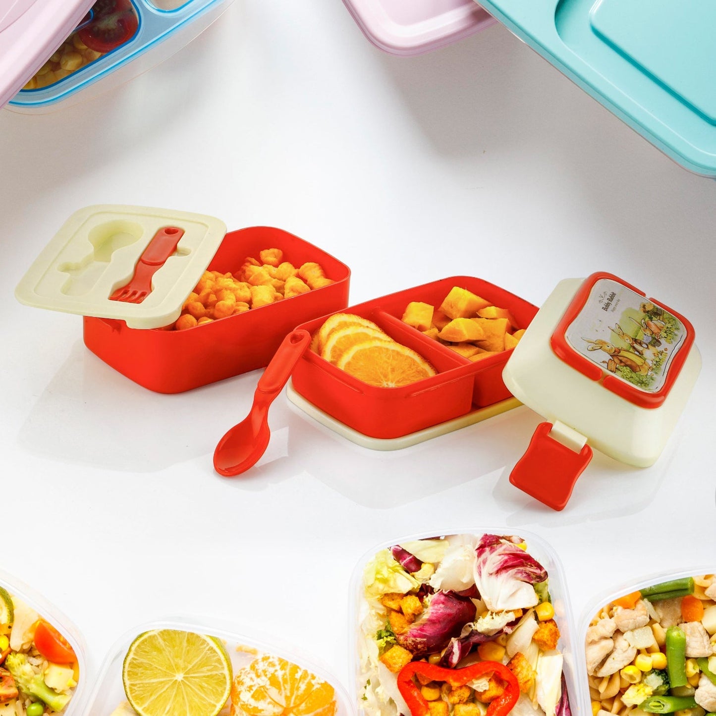 5621 Double Layer Lunch Box Stylish Lid Lunch Box With Fork & Spoon Lunch Box For Children School Lunch Box Your Brand