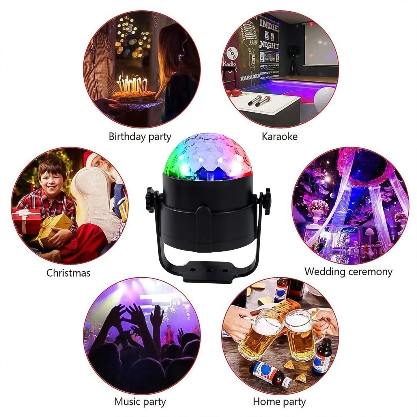 Party Lights, DJ Stage Light Disco Ball Light USB Charging Party Stage Lamp Party Light for Home Bar Car Wedding Holiday Party, Party Gift Kids Birthday Your Brand