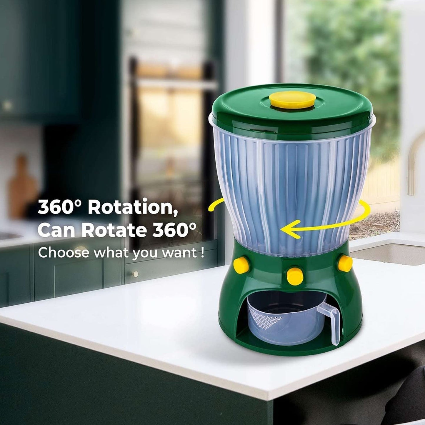 4 in 1 360 Degree Rotation Cereal Dispenser (Approx 10 kg / 1 Pc) Your Brand