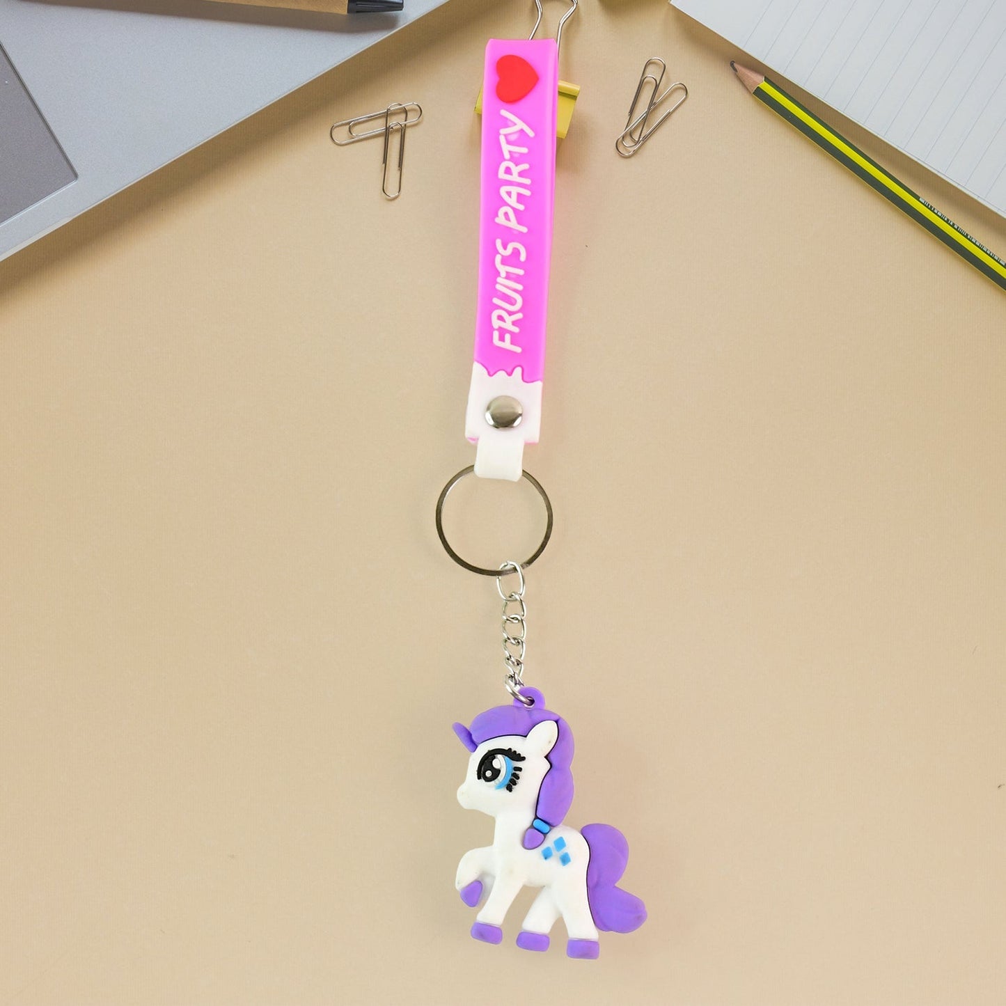 Cute Cartoon Unicorn Keychain with Silicone Strap (1 Pc / Mix design) Your Brand