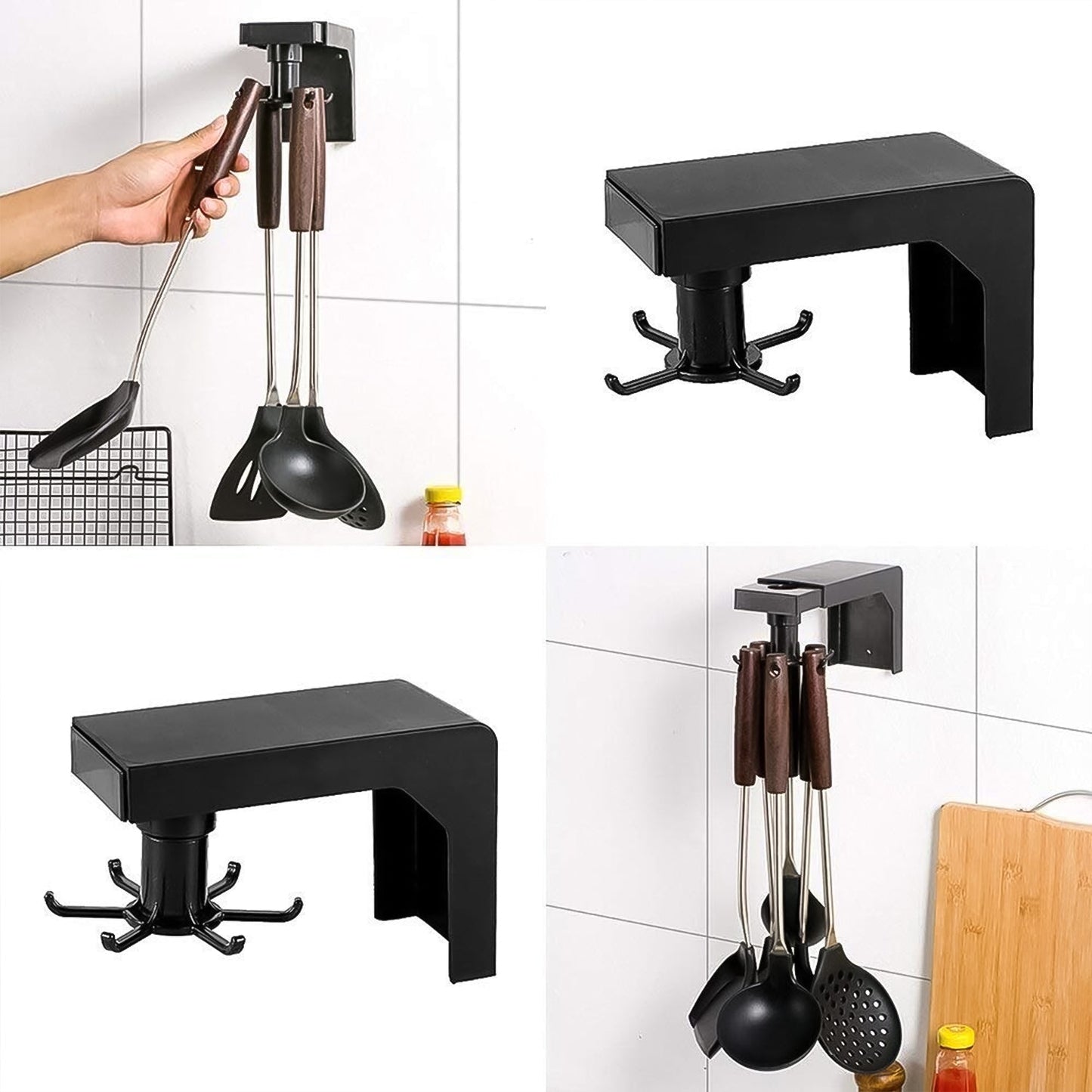 Self Adhesive 360 Degree Rotating Cooking Utensils Holder (1 Pc) Your Brand