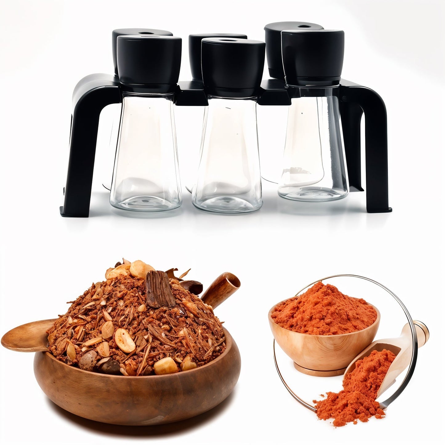6-Piece Plastic Spice Jar Set with Stand Your Brand