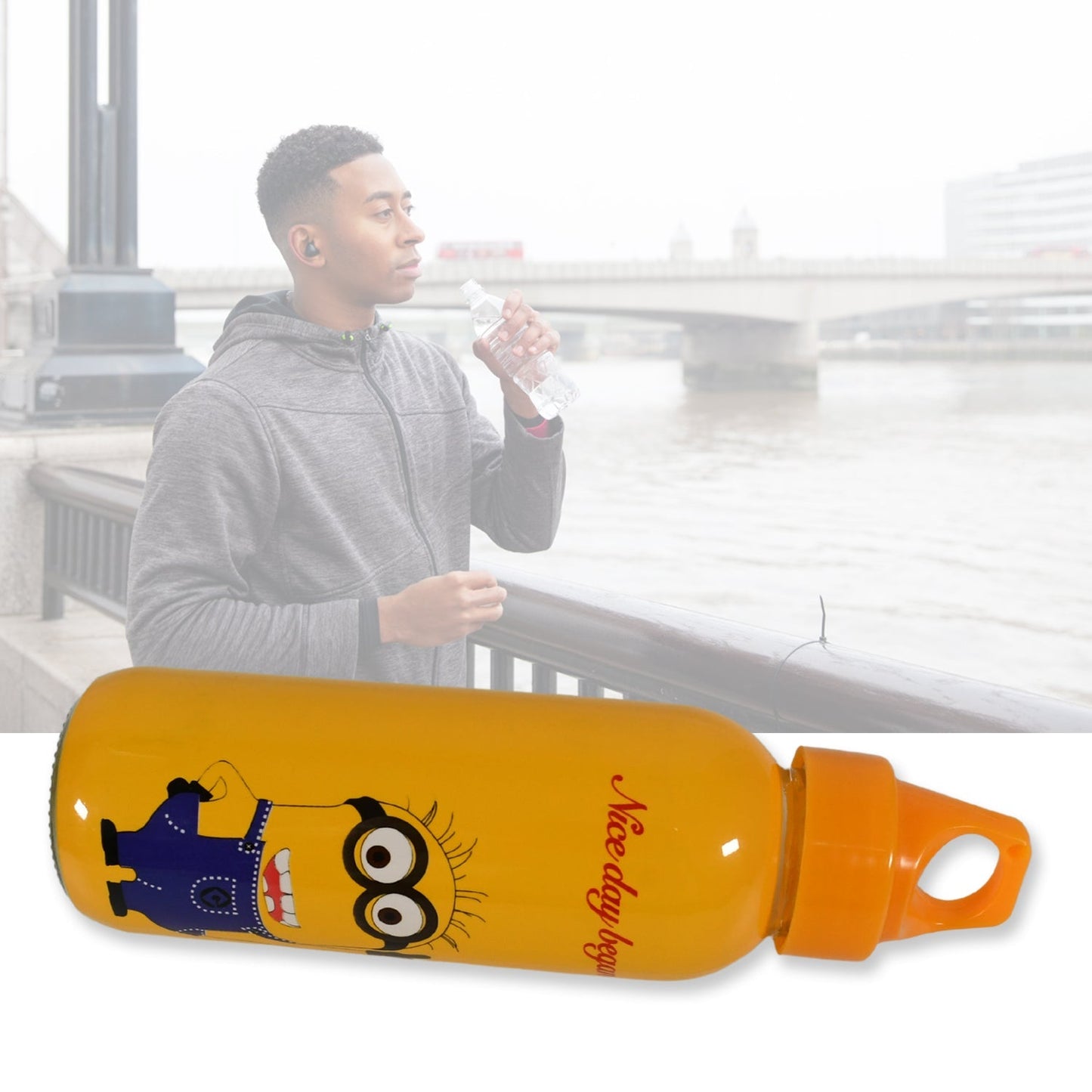 PORTABLE GLASS WATER BOTTLE, CREATIVE GLASS BOTTLE WITH GLASS WATER ( Mix Design) Your Brand