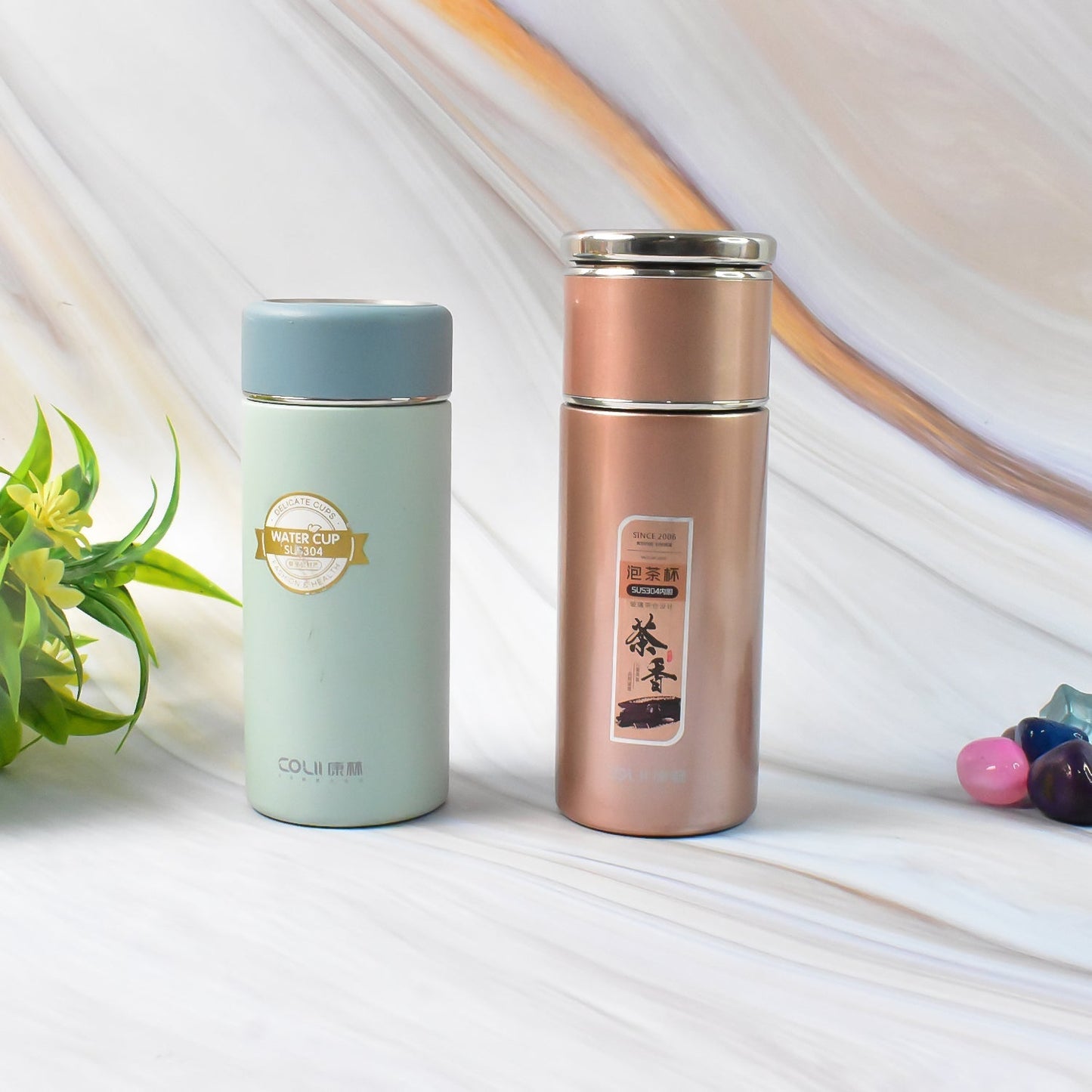 Stainless Steel Travel Water Bottle Approx 350ml (1 Pc) Your Brand