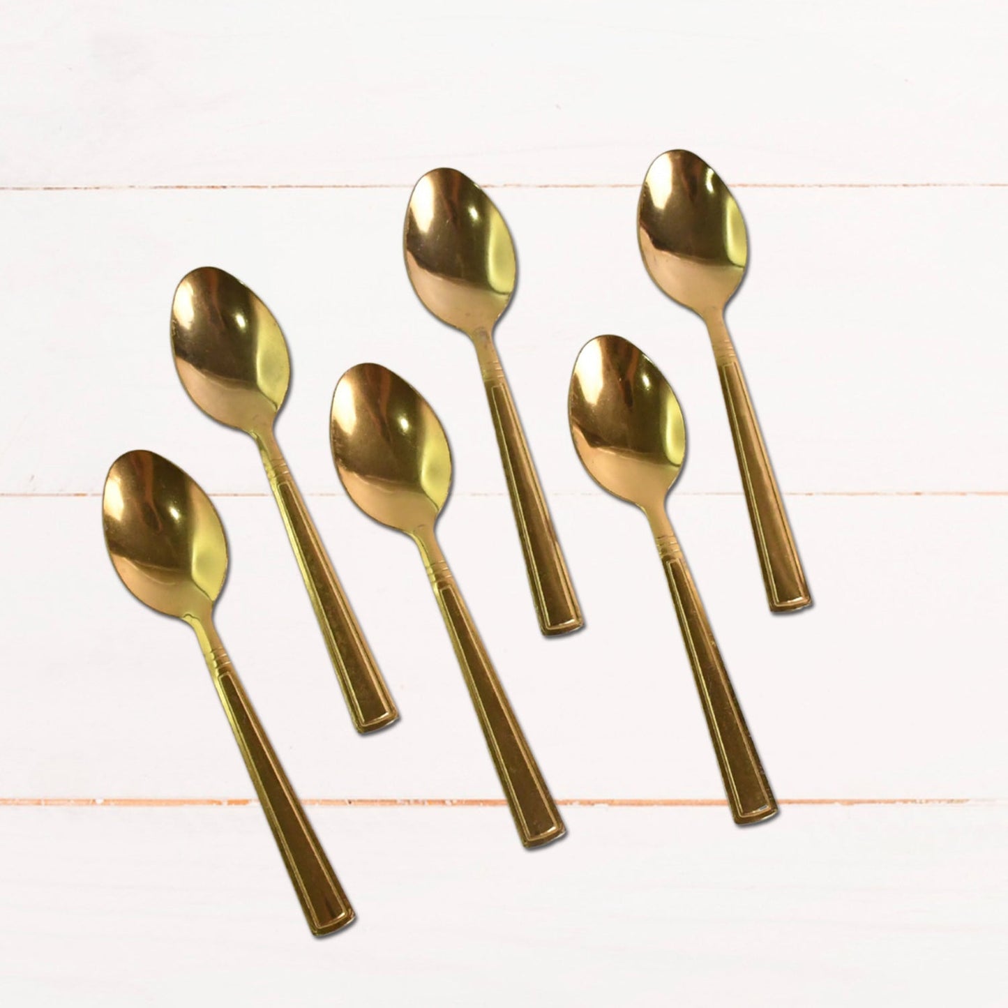 Premium Luxurious Stainless Steel Coated Spoons (6 Pcs Set / Golden) Your Brand