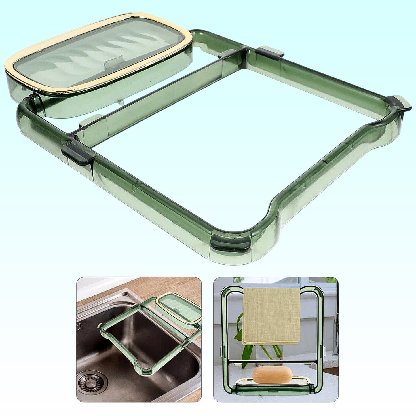 2-in-1 Self-Adhesive Towel Hanger & Soap Holder Stand (1 Pc) Your Brand
