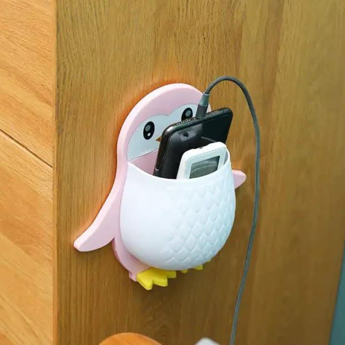 Penguin Storage Box, Adhesive Remote Case, Electric Toothbrushes Holder, Universal Controller Holder, Wall Nightstand, Office Plastic Wall Mount Your Brand