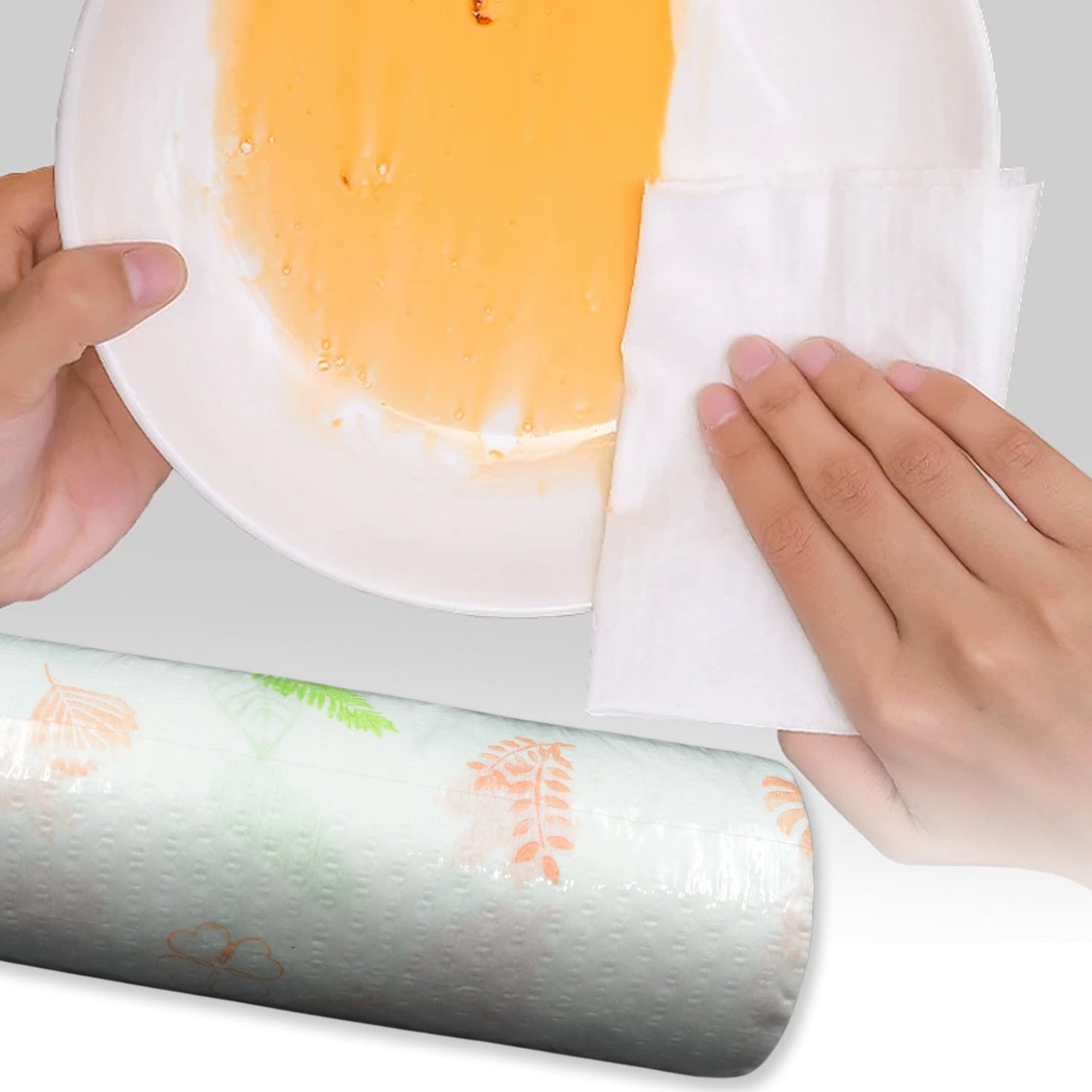 Non Woven Reusable and Washable Kitchen Printed Tissue Roll Non-stick Oil Absorbing Paper Roll Kitchen Special Paper Towel Wipe Paper Dish Cloth Cleaning Cloth 40 sheets / Pulls Your Brand