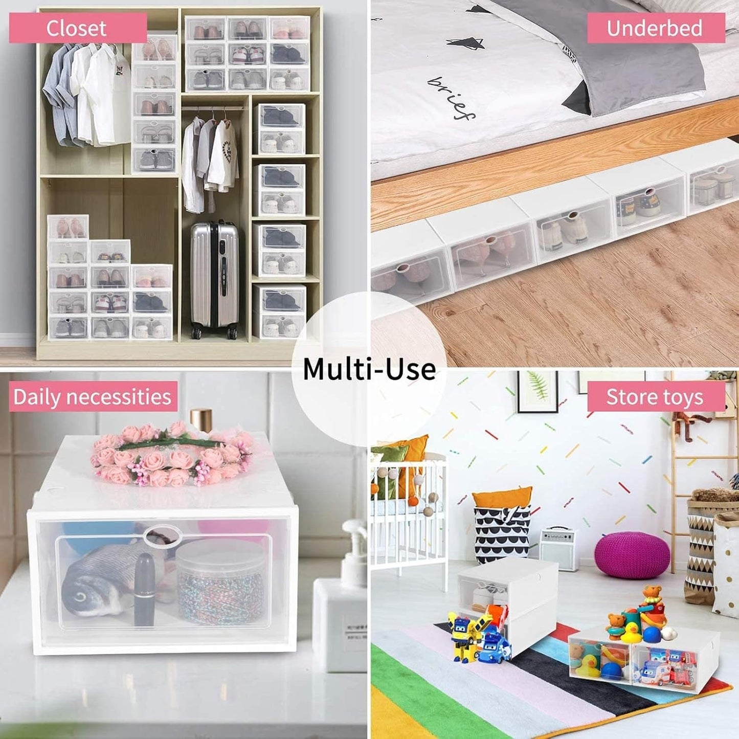 1 Layer Plastic Shoes Storage Box, Stackable Shoe Storage (1 pc / 32x21x12 CM) Your Brand