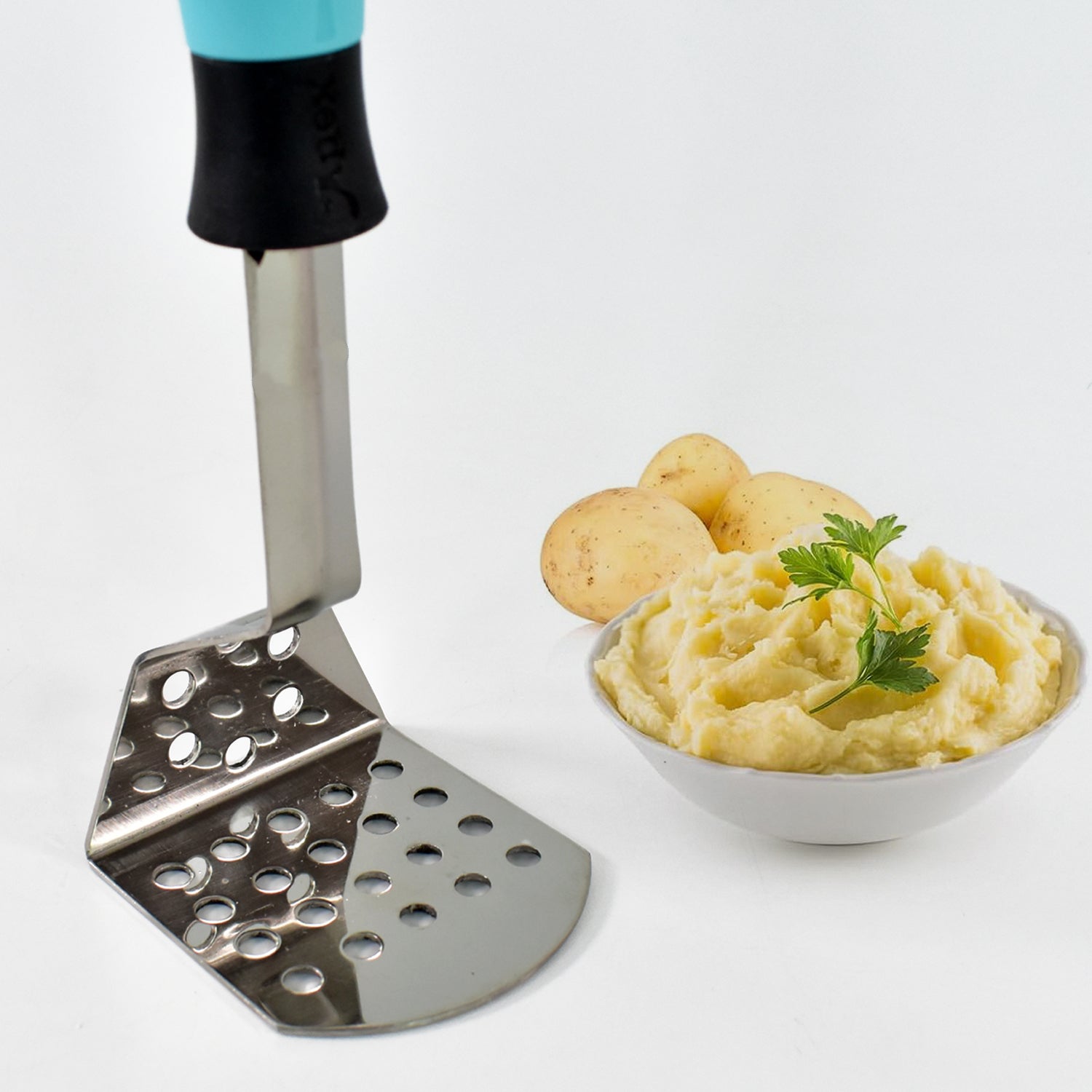 Apex L-Handle Stainless Steel Potato Masher Ergonomic Grip (1 Pc) Your Brand