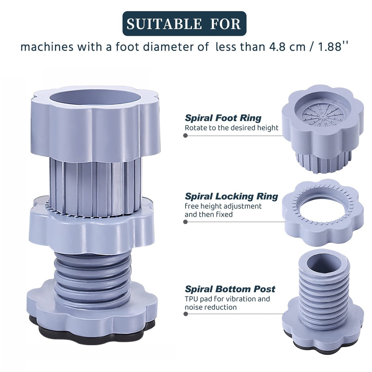 Washing machine support, anti vibration washing machine support adjustable washer anti vibrasion pads, washer & dryer pedestals, Washing Machine Accessory Anti- Skid Pad PVC Lifting Pad Non-Slip ( 1 Pc ) Your Brand