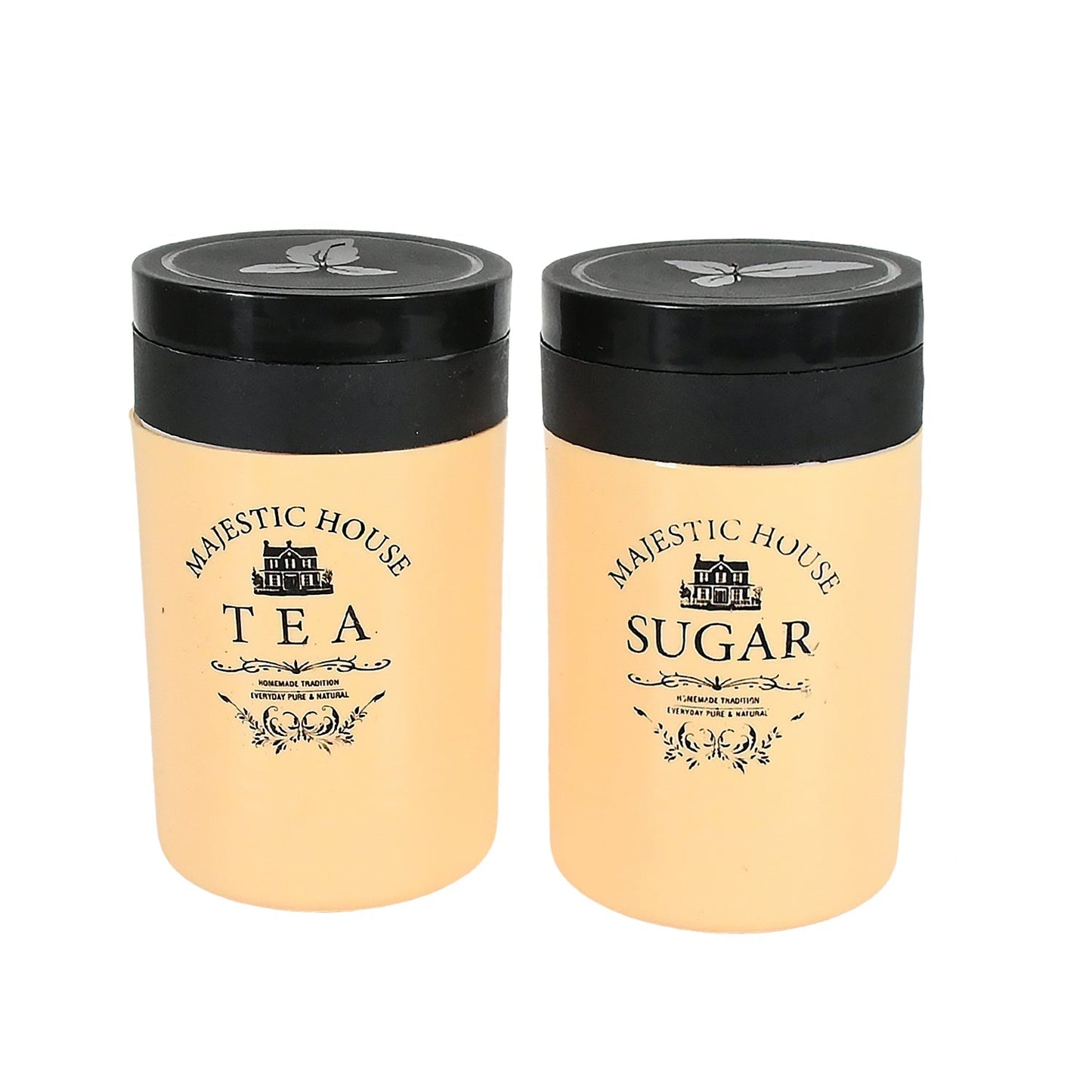 Accurate Seal Tea Sugar Coffee Container, Plastic Damru Shaped Tea, Coffee, Sugar Canisters Jar, New Airtight Food Seal Containers for Salt, Dry Fruit, Grocery 2 Section (800 ML Approx) Your Brand