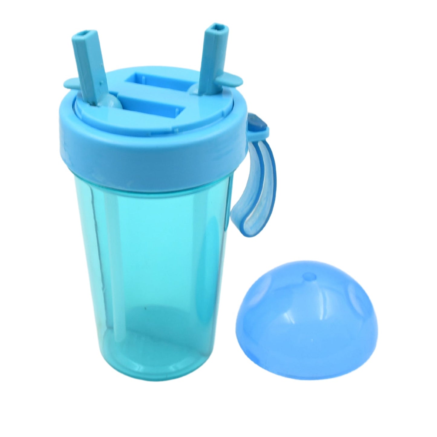 2 Drinks in 1 Cup Water Bottle, Stable Sturdy Dual Use Bottle 2 Straws for Shopping Travel for Outdoor Activities (1 Pc) Your Brand