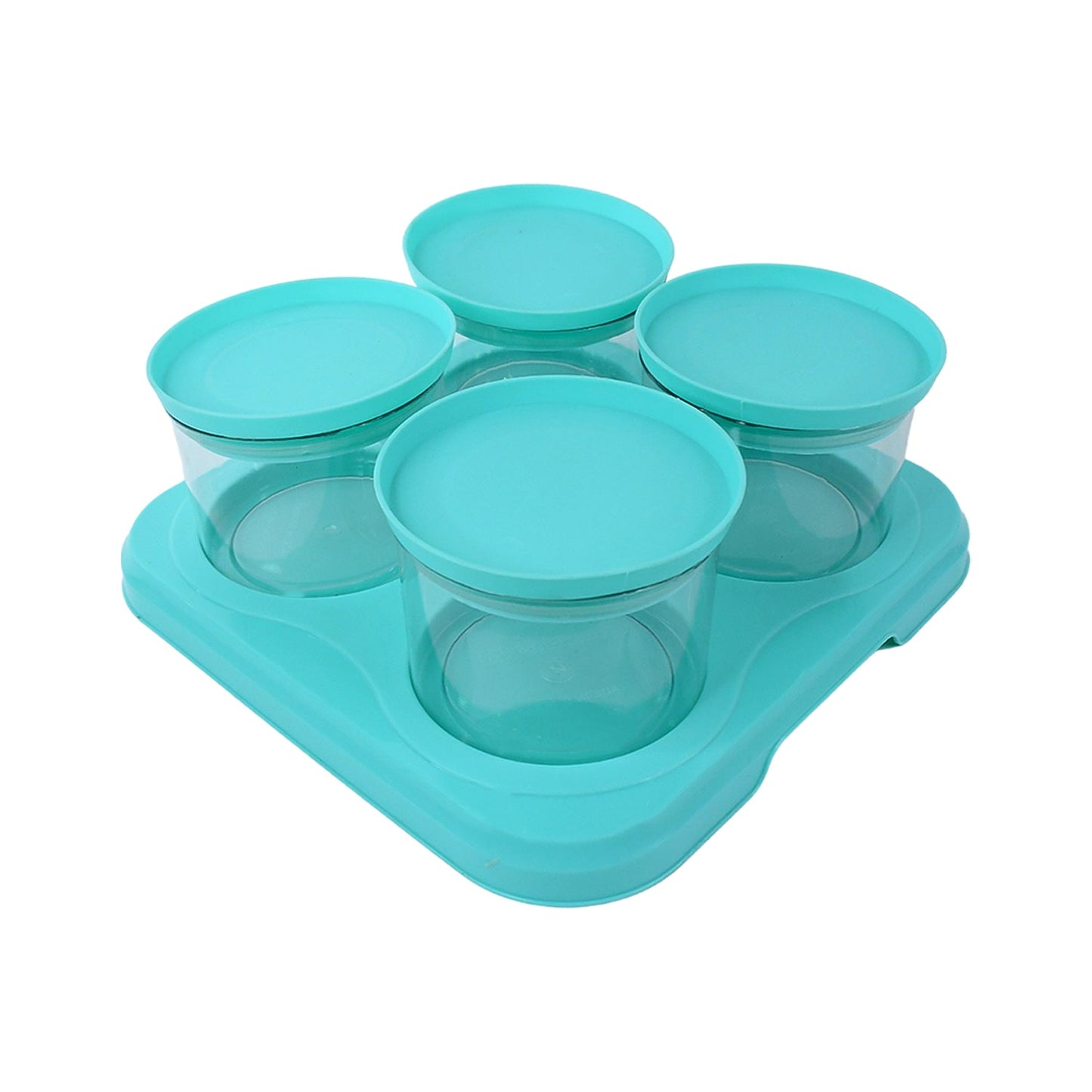 Airtight Container Jar 4 Pc Set With Stylish Tray for Kitchen Unbreakable Jar Set for Multipurpose Storage ( Mukhwas Dani ) Your Brand