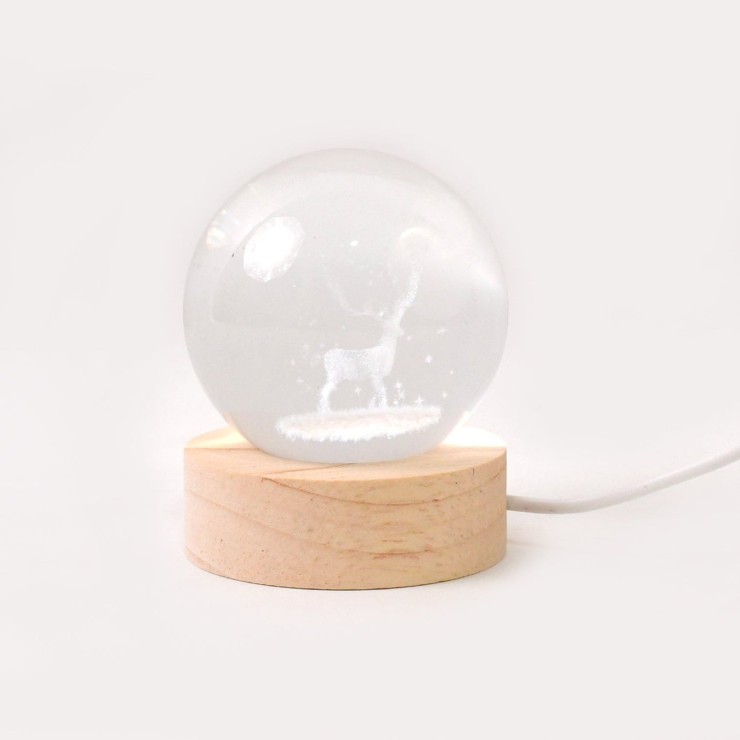 Crystal Ball Night Light Glass Ball Night Lamp with Wood Base Your Brand