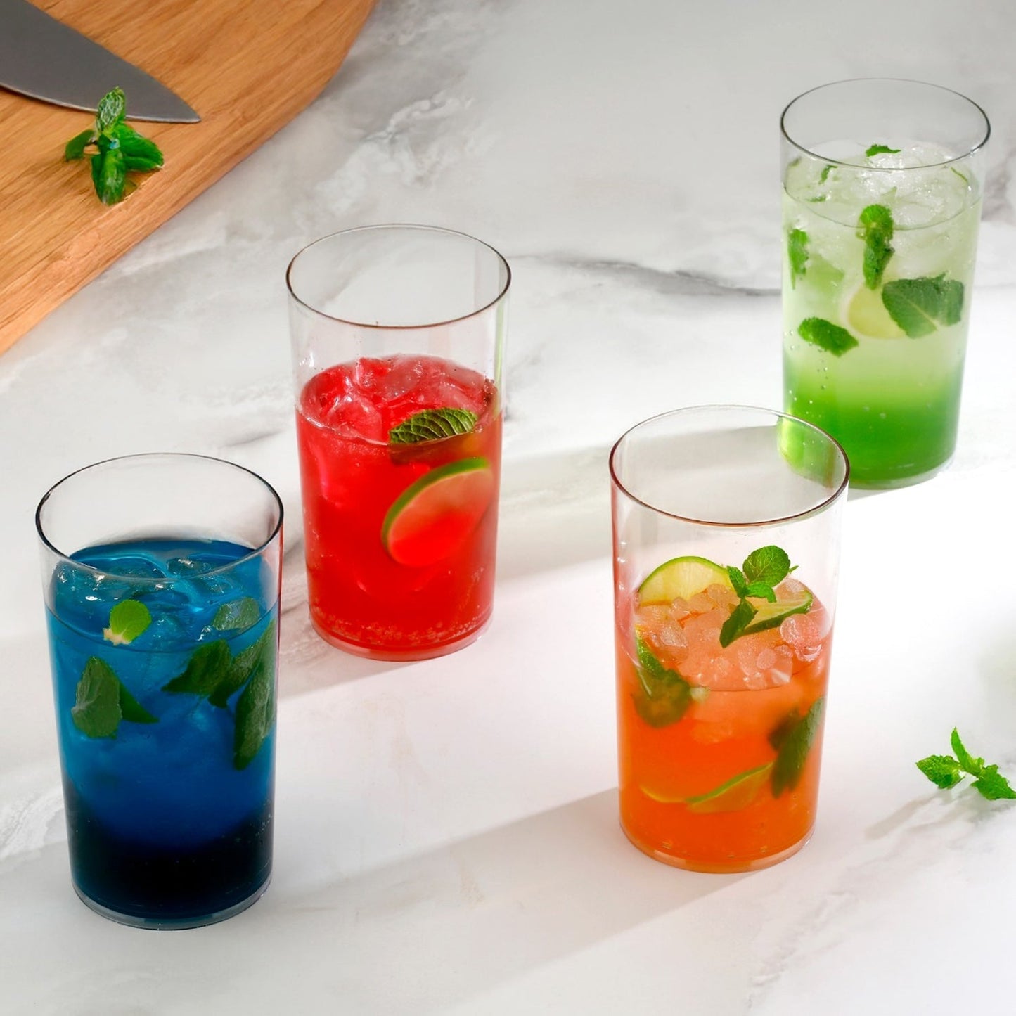 Round Clear Plastic Water Glass Juice Beer Wine Plastic Unbreakable Transparent Glass Set ( 300ml 6pc ) Your Brand
