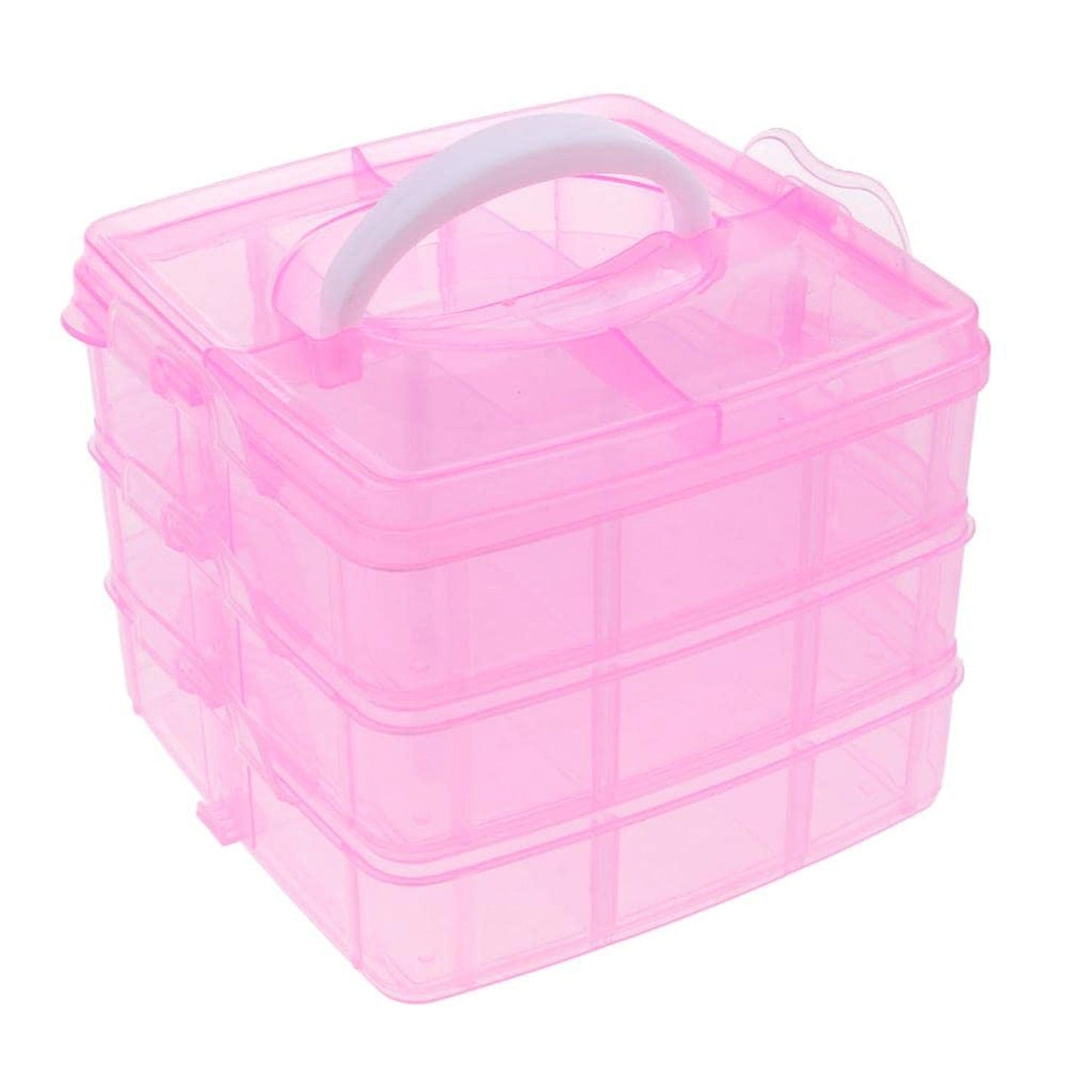 Versatile 18-Grid 3-Layer Transparent Plastic Organizer Box with Adjustable Dividers for Jewelry & Fishing Hooks Your Brand