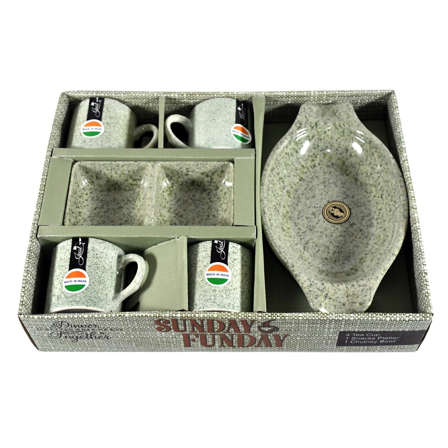 Sunday Funday 6-Piece Tea Set – Platter & Dual Bowl Your Brand